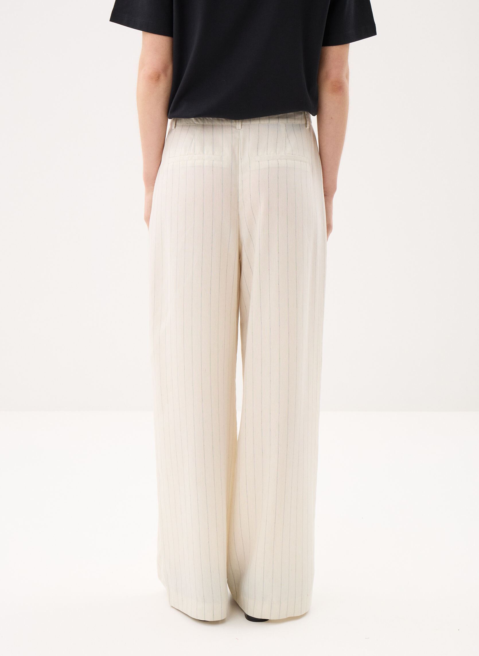 Weite Hosen PORTOCITY rayures damen beige MADE BY Weite Hosen PORTOCITY rayures damen beige IMP_FINERAYURE DOUBLENOIR_ECRU
