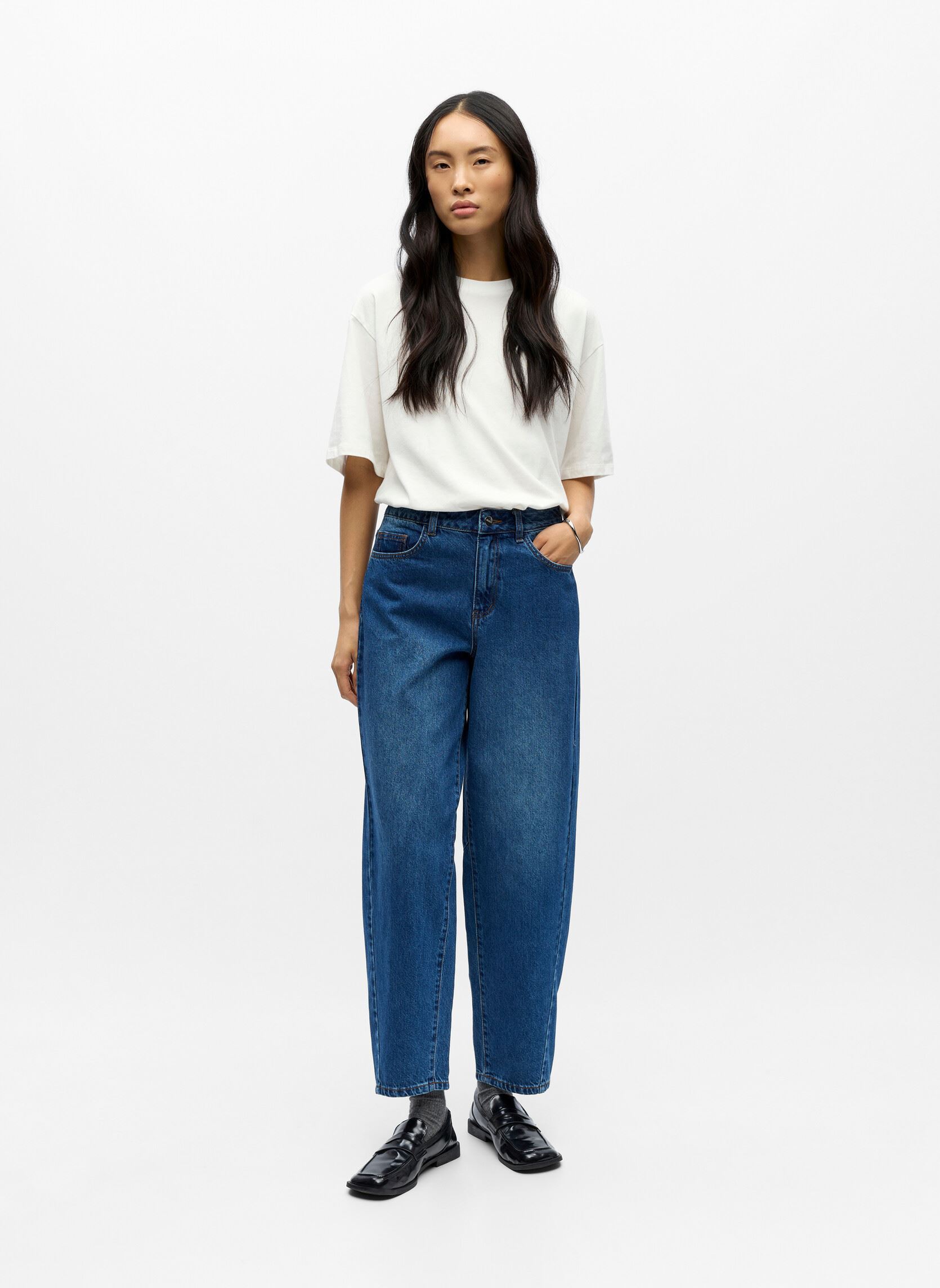 Jeans large Objmiu Zoe Mw Barrel Ankle Jeans Noos femme bleu OBJECT Jeans large Objmiu Zoe Mw Barrel Ankle Jeans Noos femme bleu Medium Blue Denim