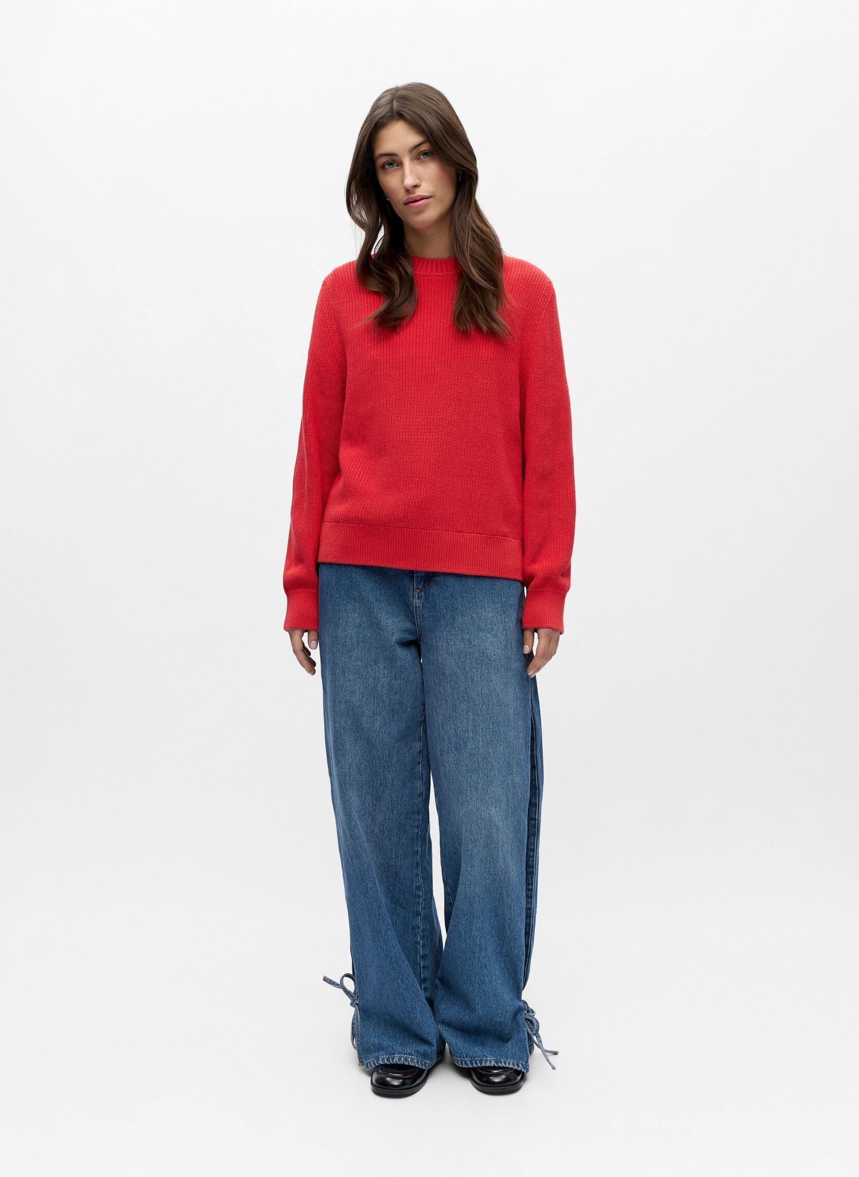 Pullover Objflo L/S Lo Knit Pullover Noos damen rot OBJECT Pullover Objflo L/S Lo Knit Pullover Noos damen rot POINSETTIA