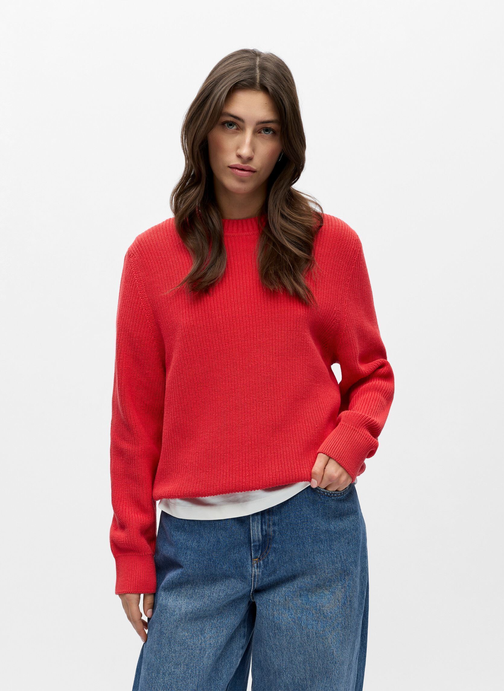 Pullover Objflo L/S Lo Knit Pullover Noos damen rot OBJECT Pullover Objflo L/S Lo Knit Pullover Noos damen rot POINSETTIA