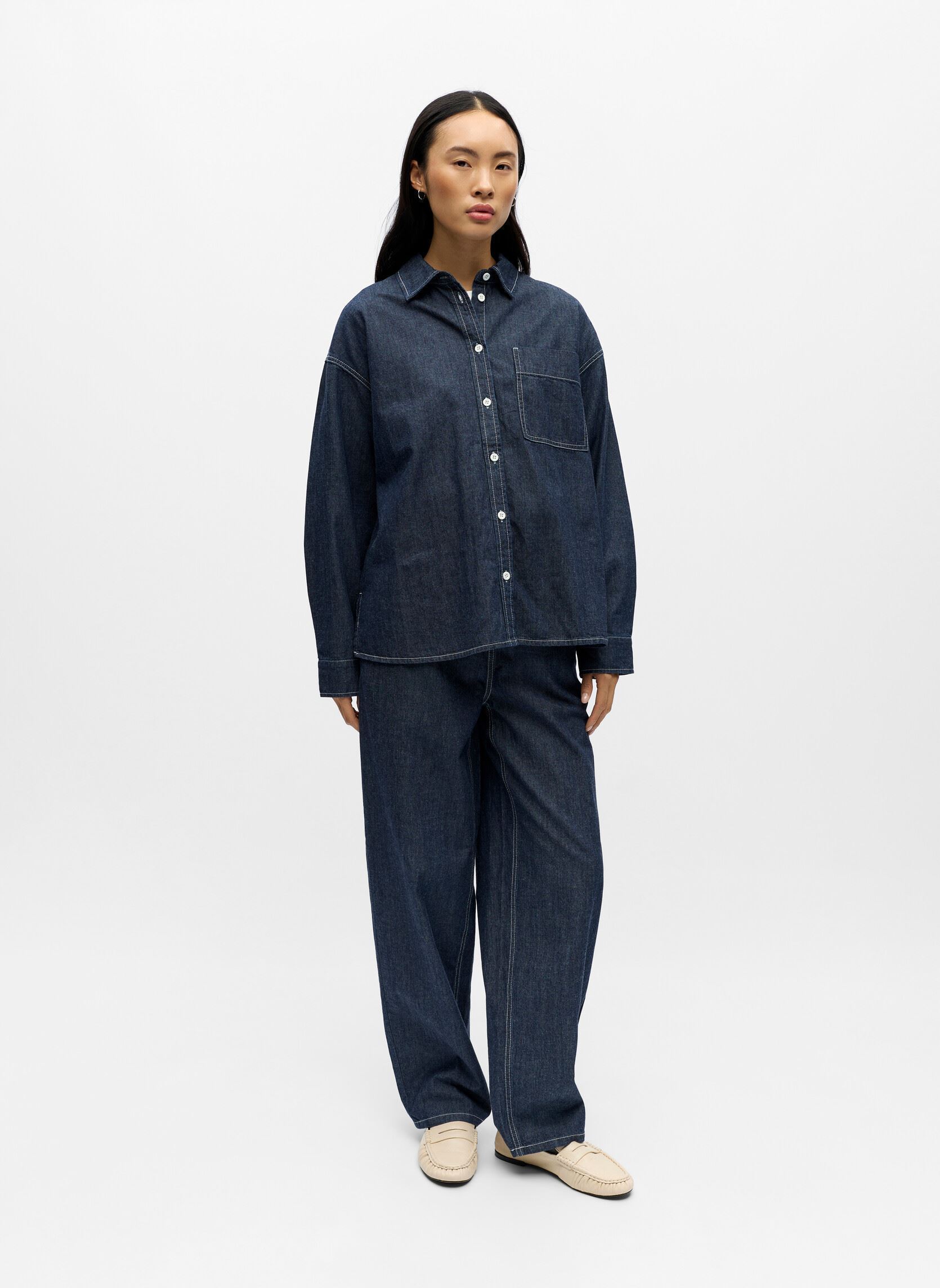 Langarm-Hemden Objgina L/S Lo Denim Shirt Noos damen blau OBJECT Langarm-Hemden Objgina L/S Lo Denim Shirt Noos damen blau Dark Blue Denim