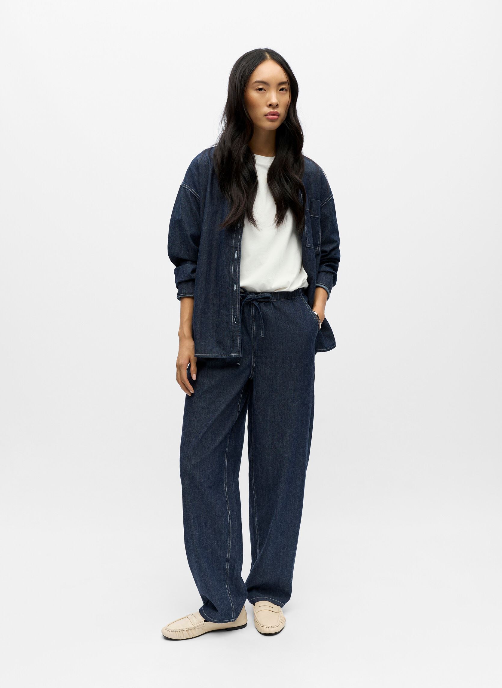 Weite Hosen Objgina Mw Barrel Pant Noos damen blau OBJECT Weite Hosen Objgina Mw Barrel Pant Noos damen blau Dark Blue Denim
