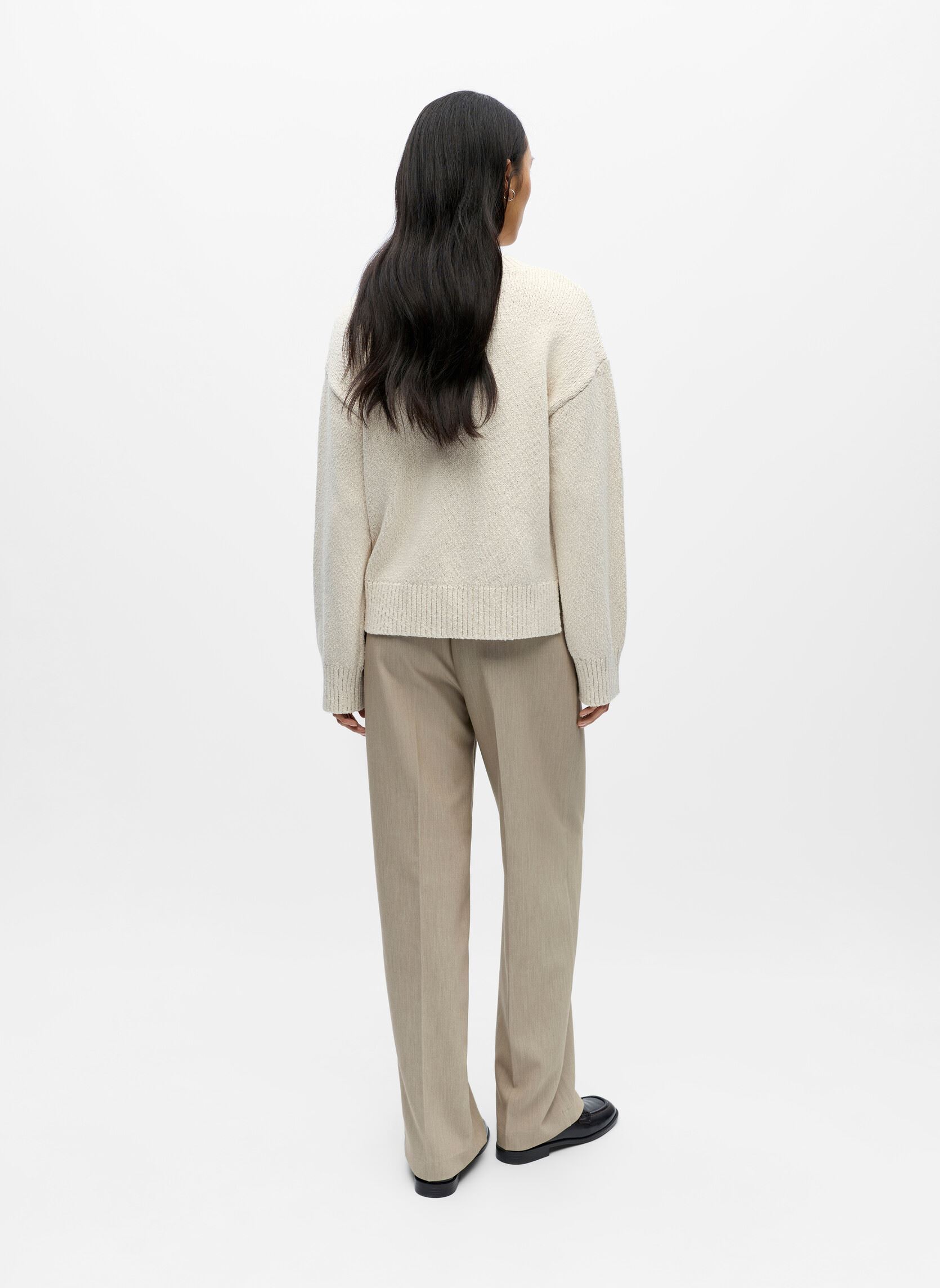 Truien Objsima L/S Lo Knit Pullover Noos dames wit OBJECT Truien Objsima L/S Lo Knit Pullover Noos dames wit White Sand