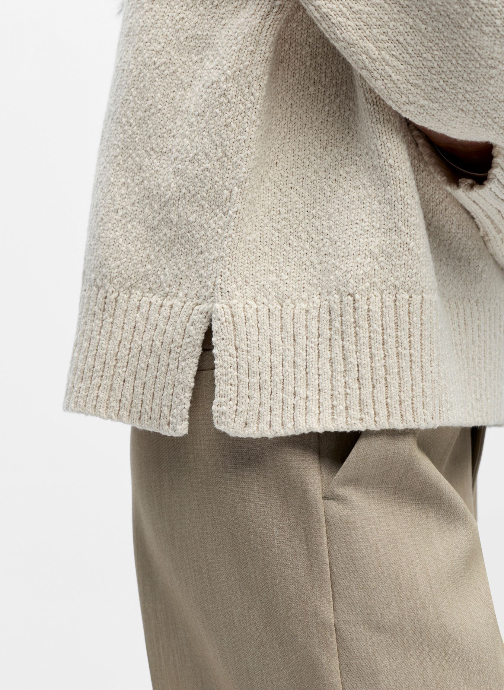 Truien Objsima L/S Lo Knit Pullover Noos dames wit OBJECT Truien Objsima L/S Lo Knit Pullover Noos dames wit White Sand