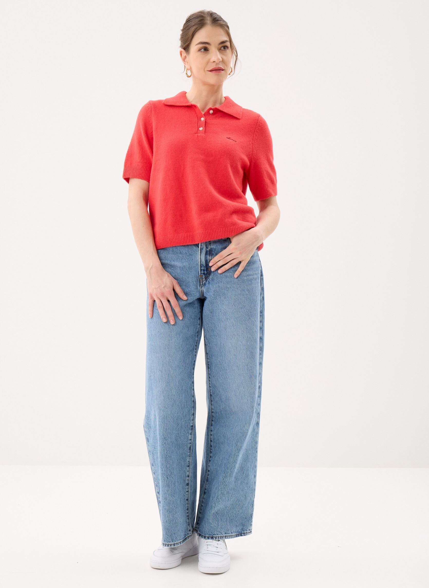 Kurzarm-Poloshirts Objdebbie S/S Re Knit Polo 143 damen rot OBJECT Kurzarm-Poloshirts Objdebbie S/S Re Knit Polo 143 damen rot POINSETTIA