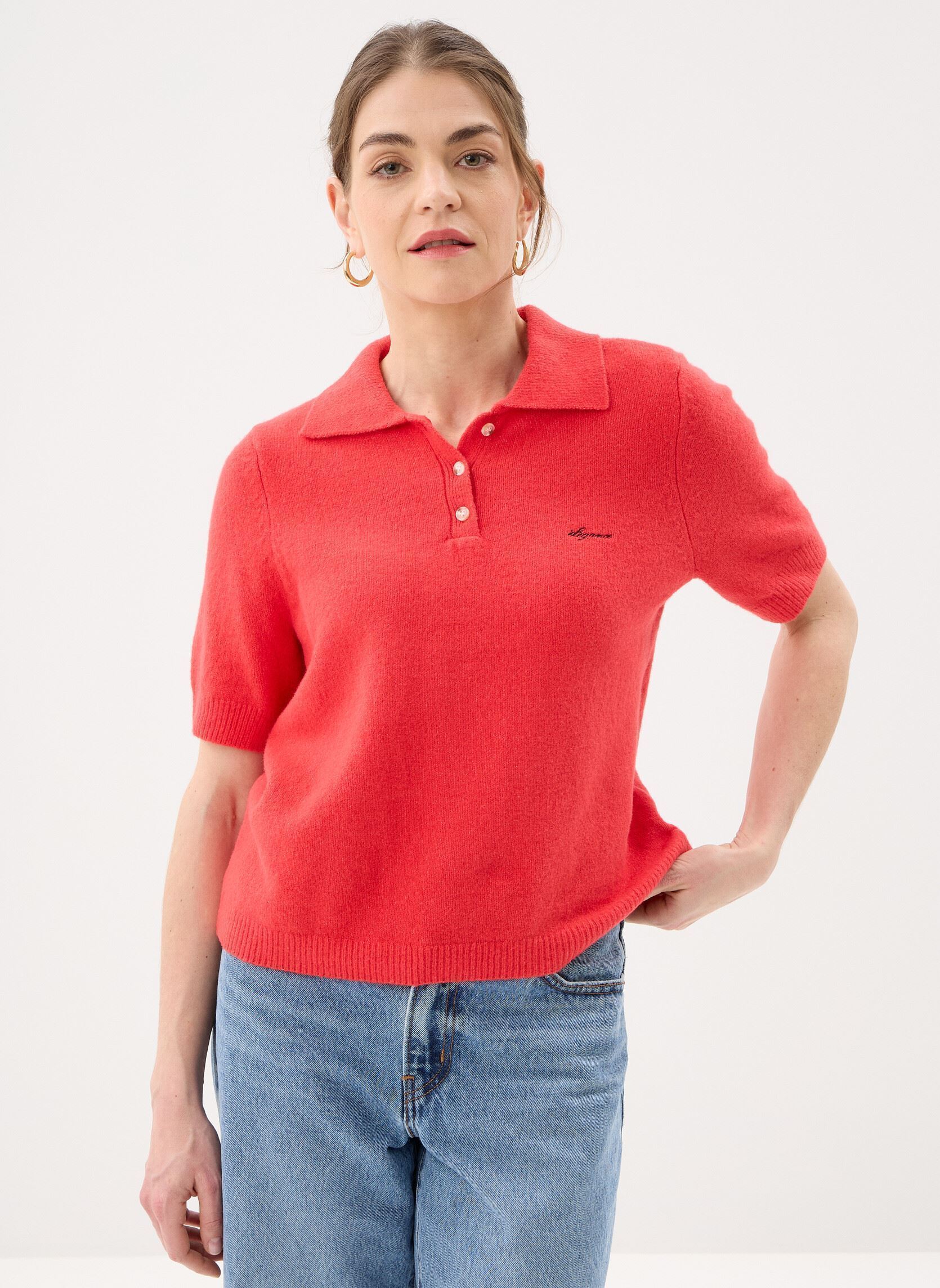 Kurzarm-Poloshirts Objdebbie S/S Re Knit Polo 143 damen rot OBJECT Kurzarm-Poloshirts Objdebbie S/S Re Knit Polo 143 damen rot POINSETTIA