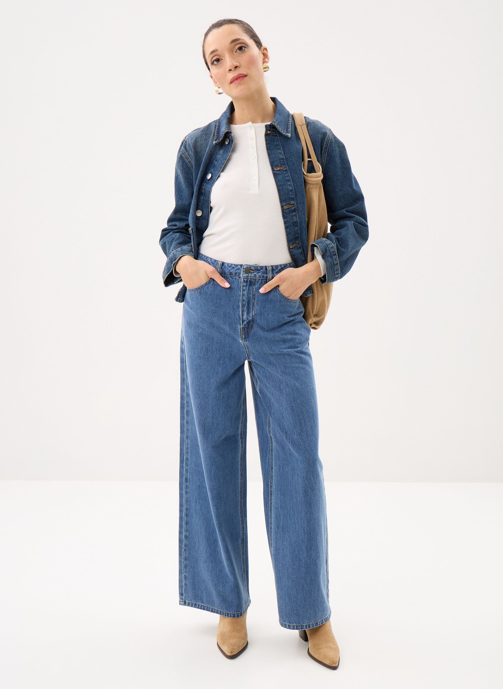 Wijde jeans / Flared Jeans Objluca Tri Mw Wide Loose Jeans Noos dames blauw OBJECT Wijde jeans / Flared Jeans Objluca Tri Mw Wide Loose Jeans Noos dames blauw Medium Blue Denim