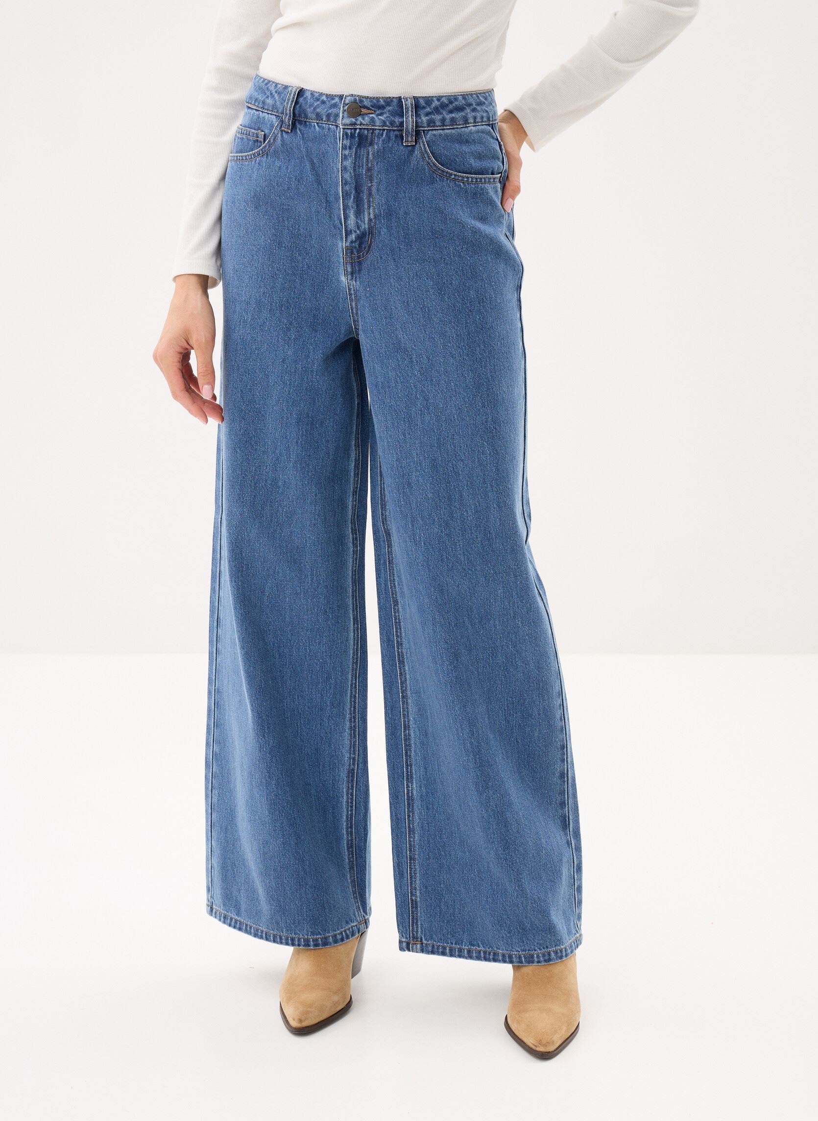Wijde jeans / Flared Jeans Objluca Tri Mw Wide Loose Jeans Noos dames blauw OBJECT Wijde jeans / Flared Jeans Objluca Tri Mw Wide Loose Jeans Noos dames blauw Medium Blue Denim
