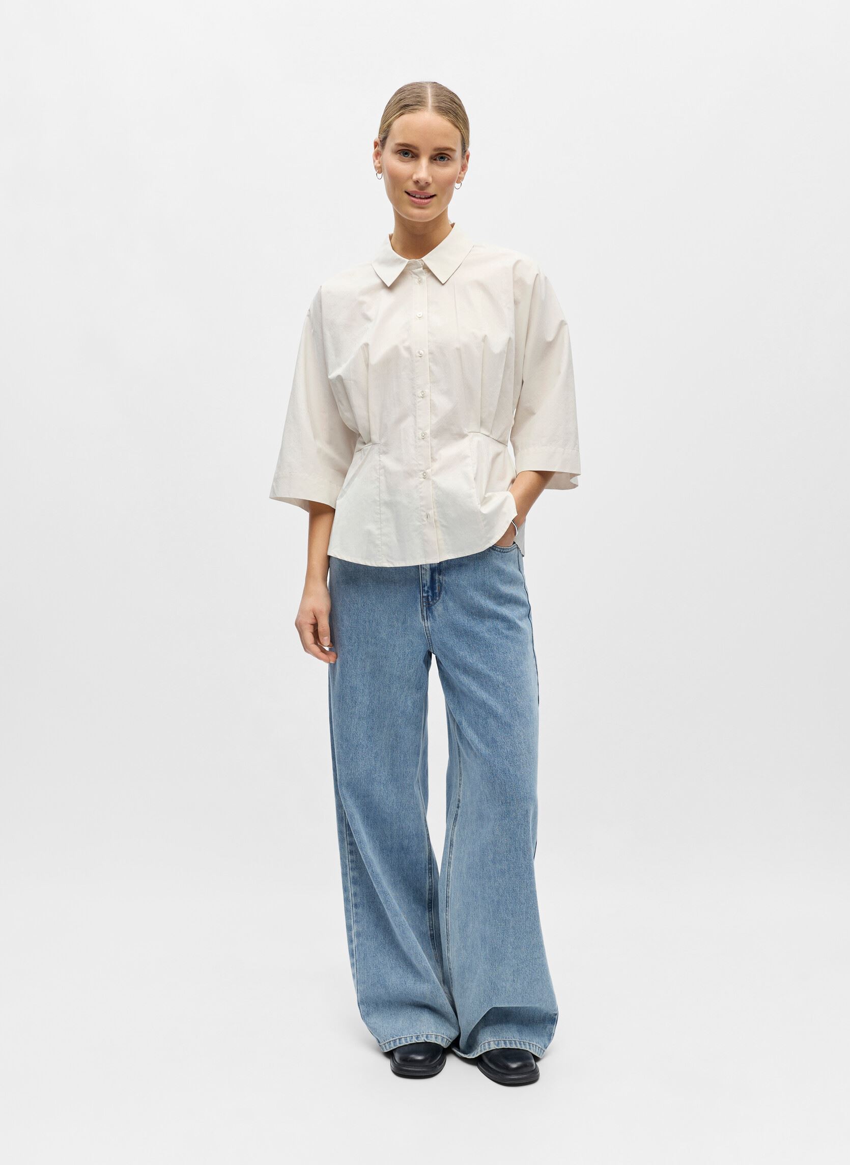 Korte mouw overhemden Objmerle Hope 3/4 Re Shirt 143 dames wit OBJECT Korte mouw overhemden Objmerle Hope 3/4 Re Shirt 143 dames wit White Sand