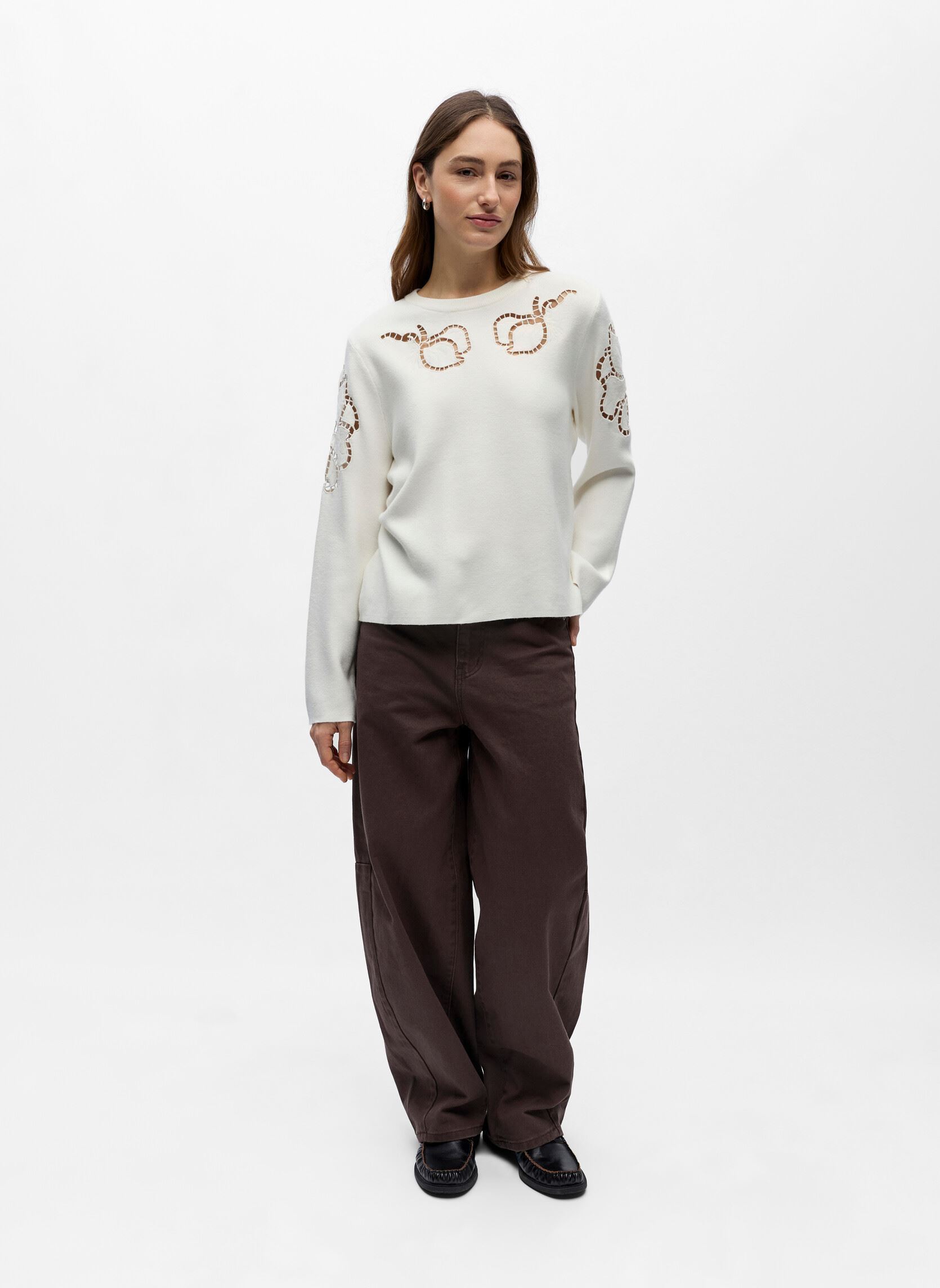 Pulls Objreynard Cutout O-Neck Pullover Div femme blanc OBJECT Pulls Objreynard Cutout O-Neck Pullover Div femme blanc Cloud Dancer