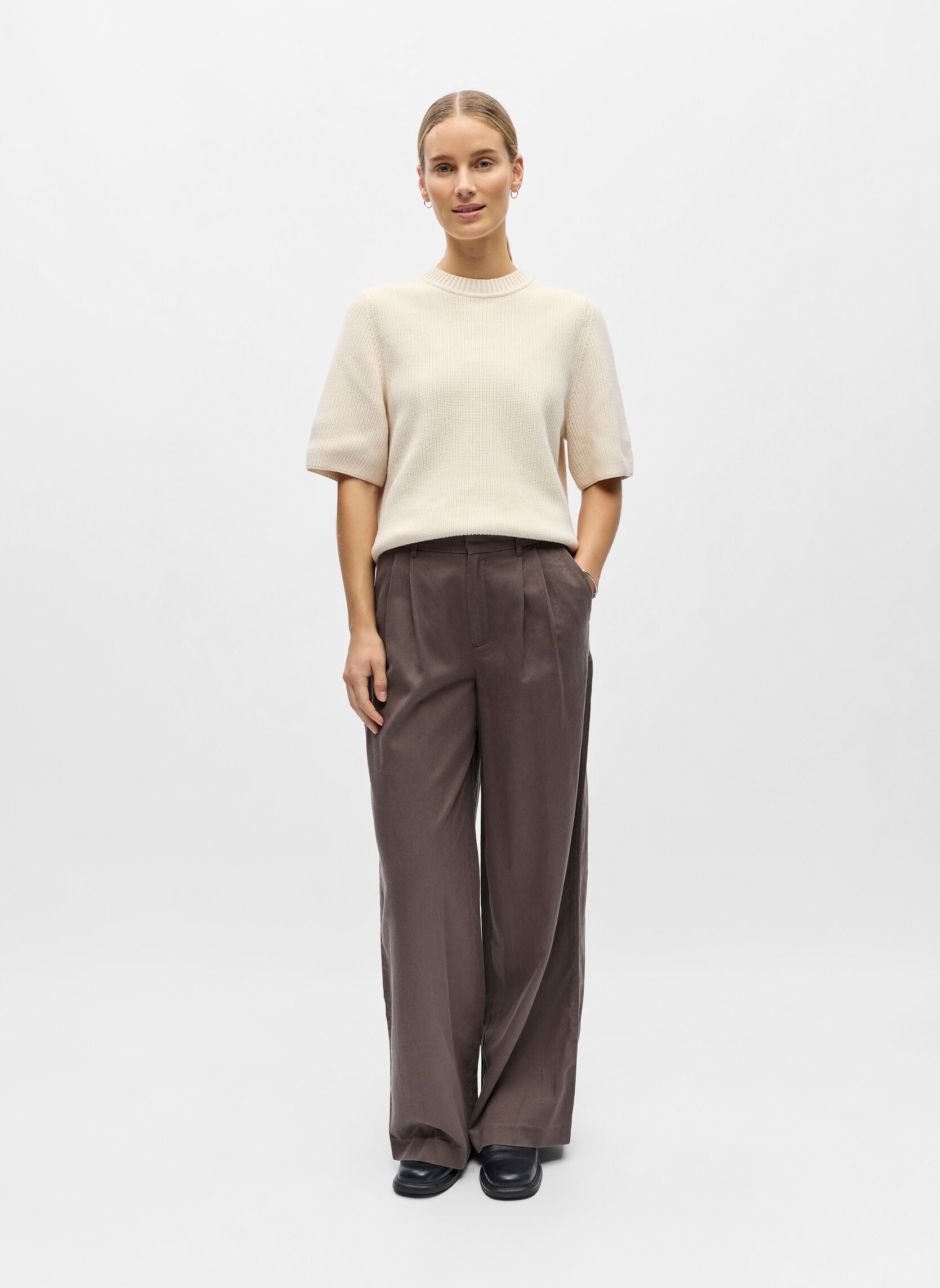 Pantalons larges Objtuba Mw Lo Wide Pant Noos femme marron OBJECT Pantalons larges Objtuba Mw Lo Wide Pant Noos femme marron morel