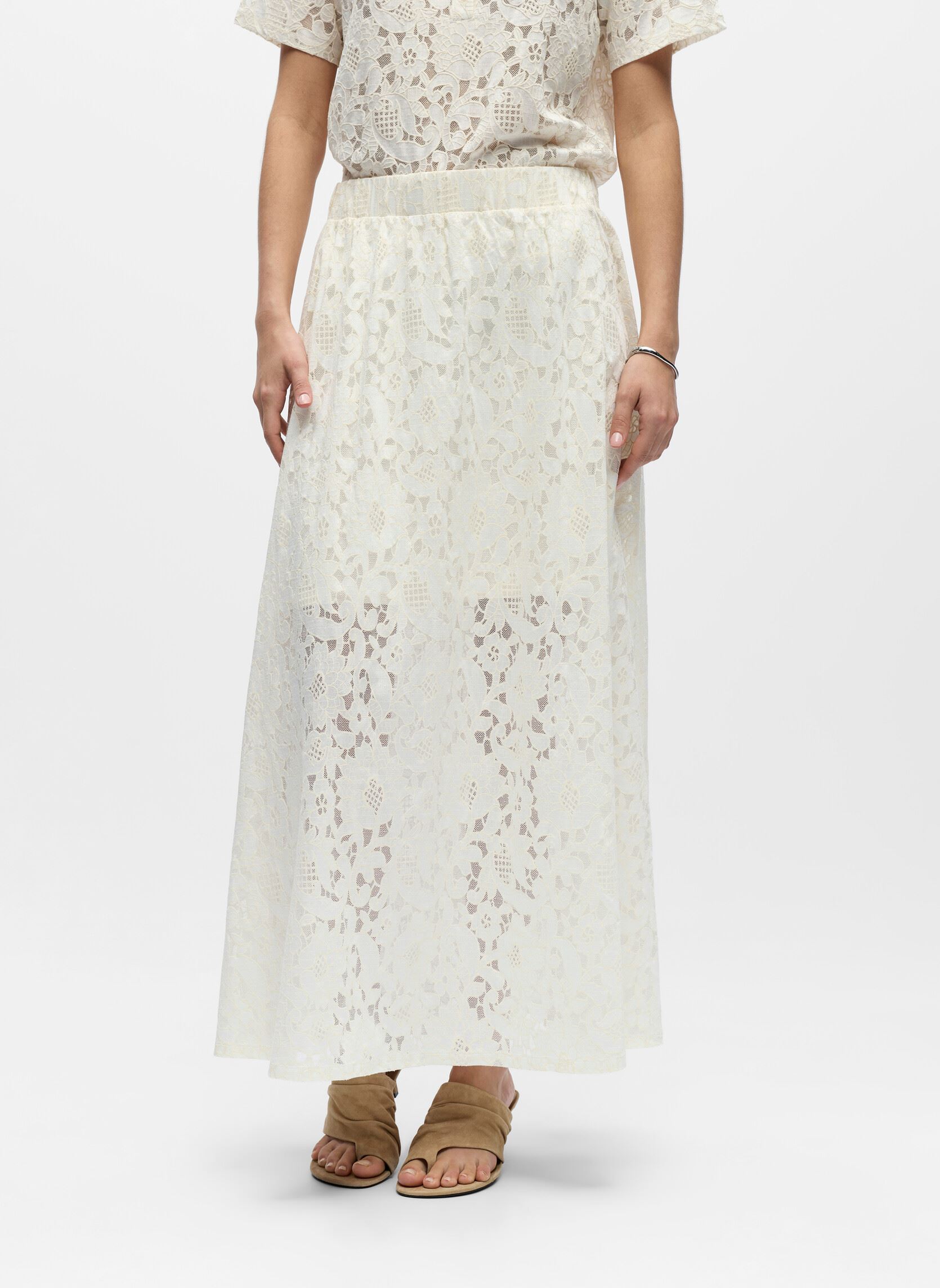 Jupes longues Objbianca Mw Lo Long Skirt Noos femme blanc OBJECT Jupes longues Objbianca Mw Lo Long Skirt Noos femme blanc White Sand