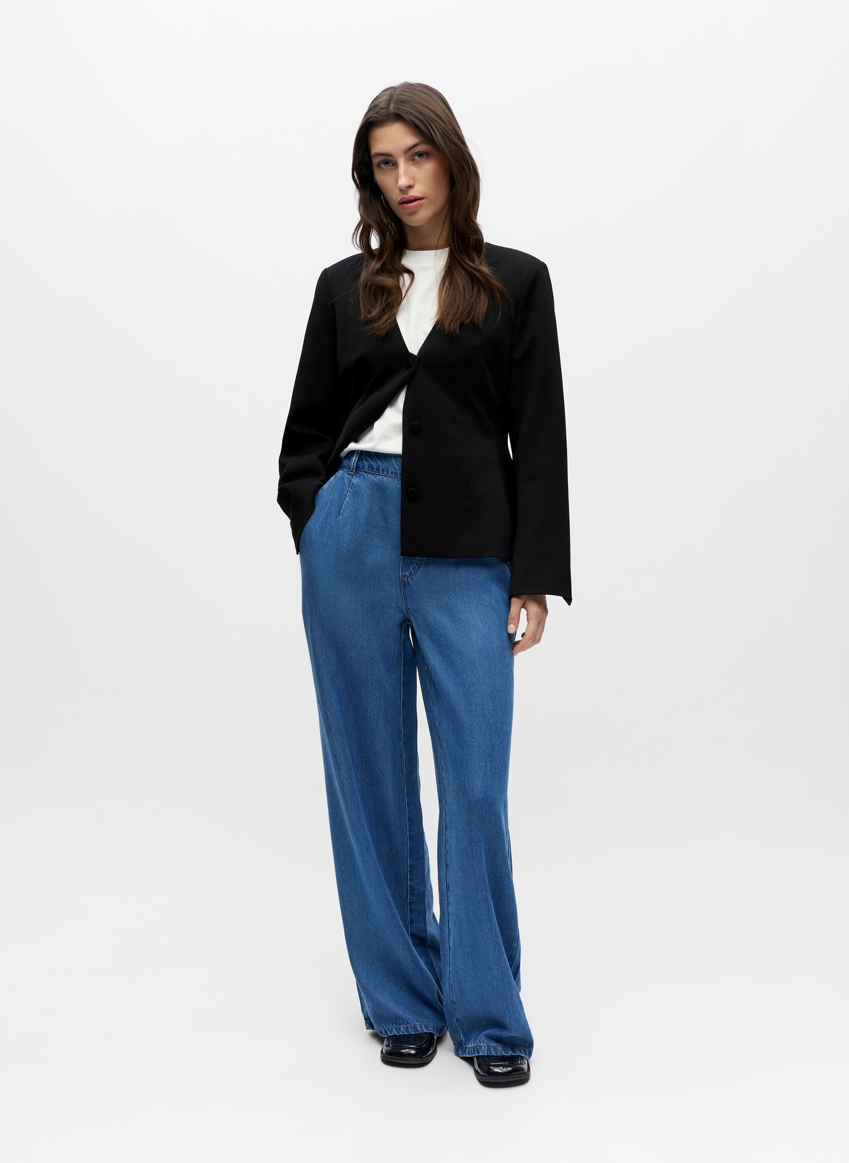 Pantalons larges Objframe Lisa Wide Mw Pant Noos femme bleu OBJECT Pantalons larges Objframe Lisa Wide Mw Pant Noos femme bleu Medium Blue Denim