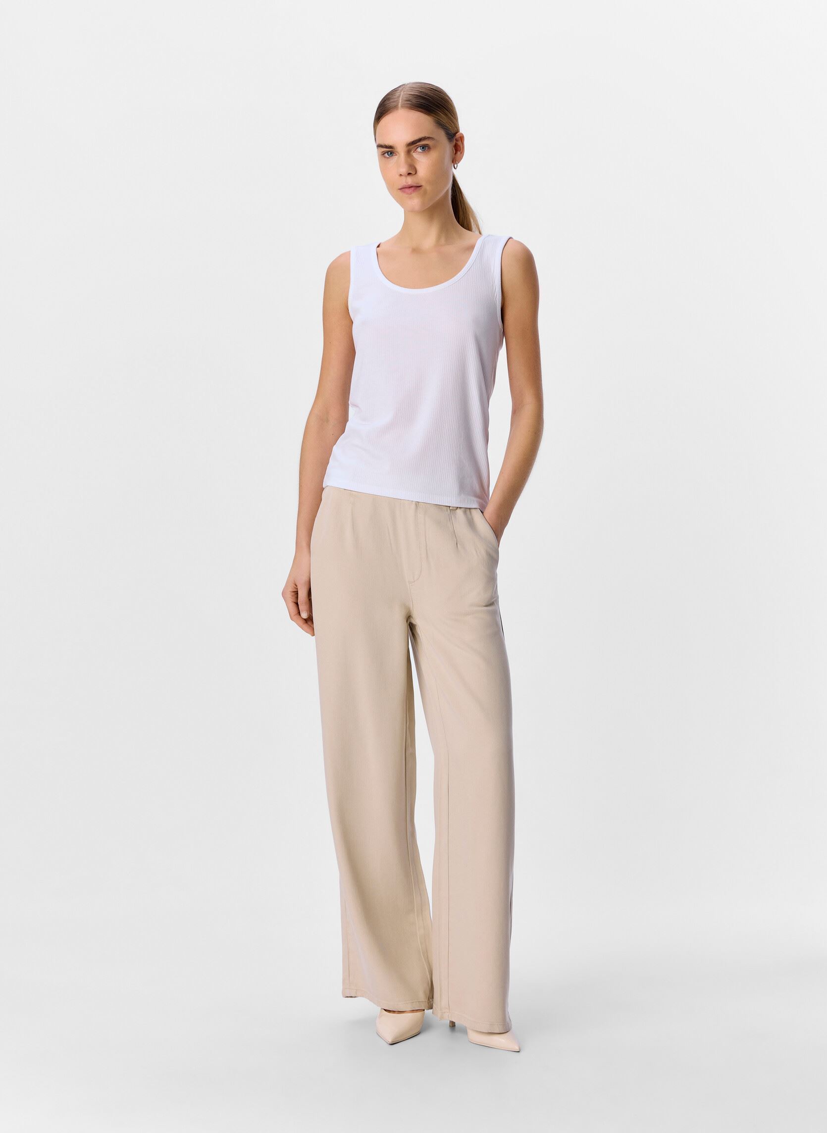 Pantalons larges Objframe Lisa Wide Mw Pant Noos femme beige OBJECT Pantalons larges Objframe Lisa Wide Mw Pant Noos femme beige Birch