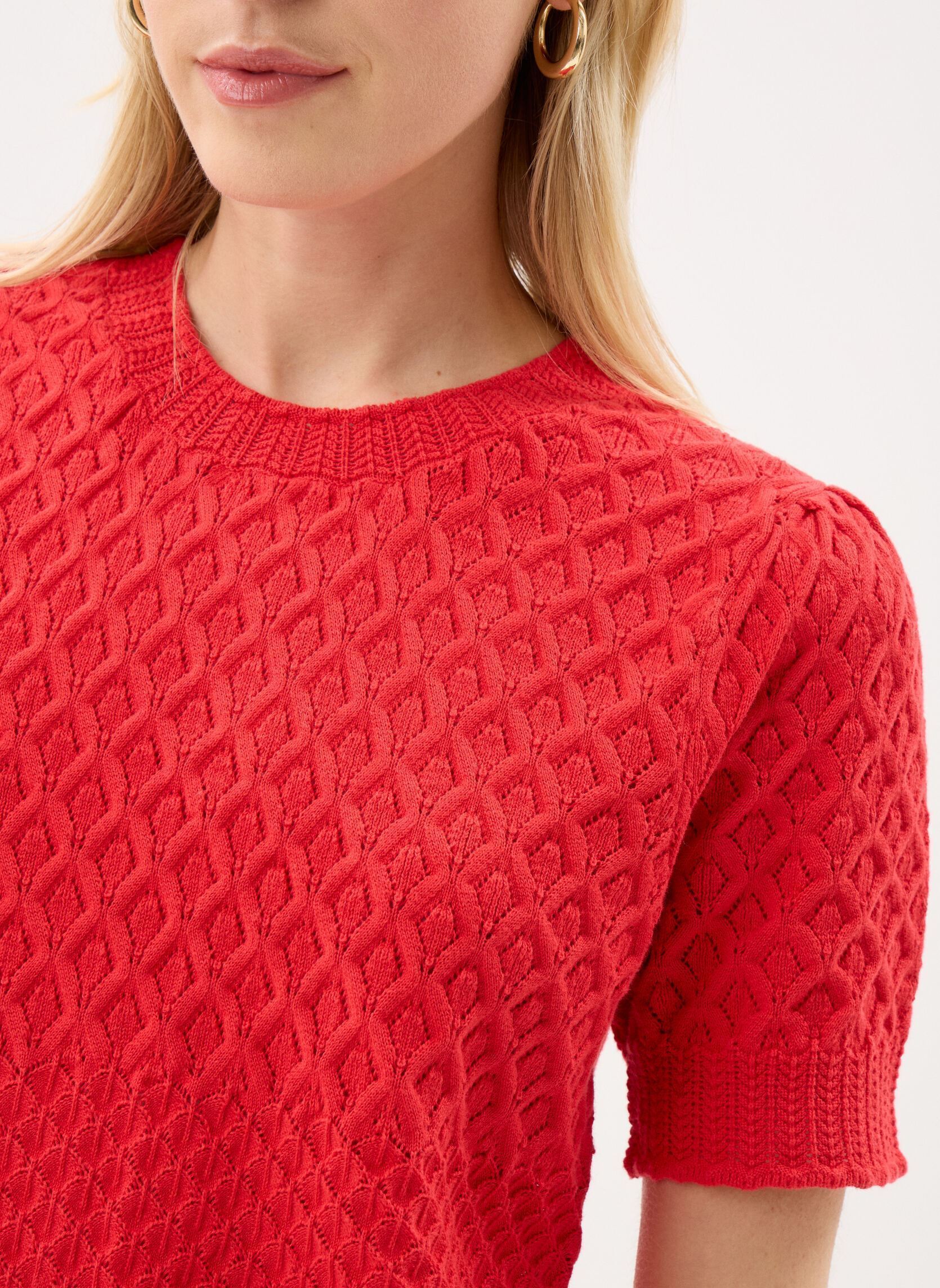 Pulls Objnoa S/S Re Knit Pullover Noos femme rouge OBJECT Pulls Objnoa S/S Re Knit Pullover Noos femme rouge POINSETTIA
