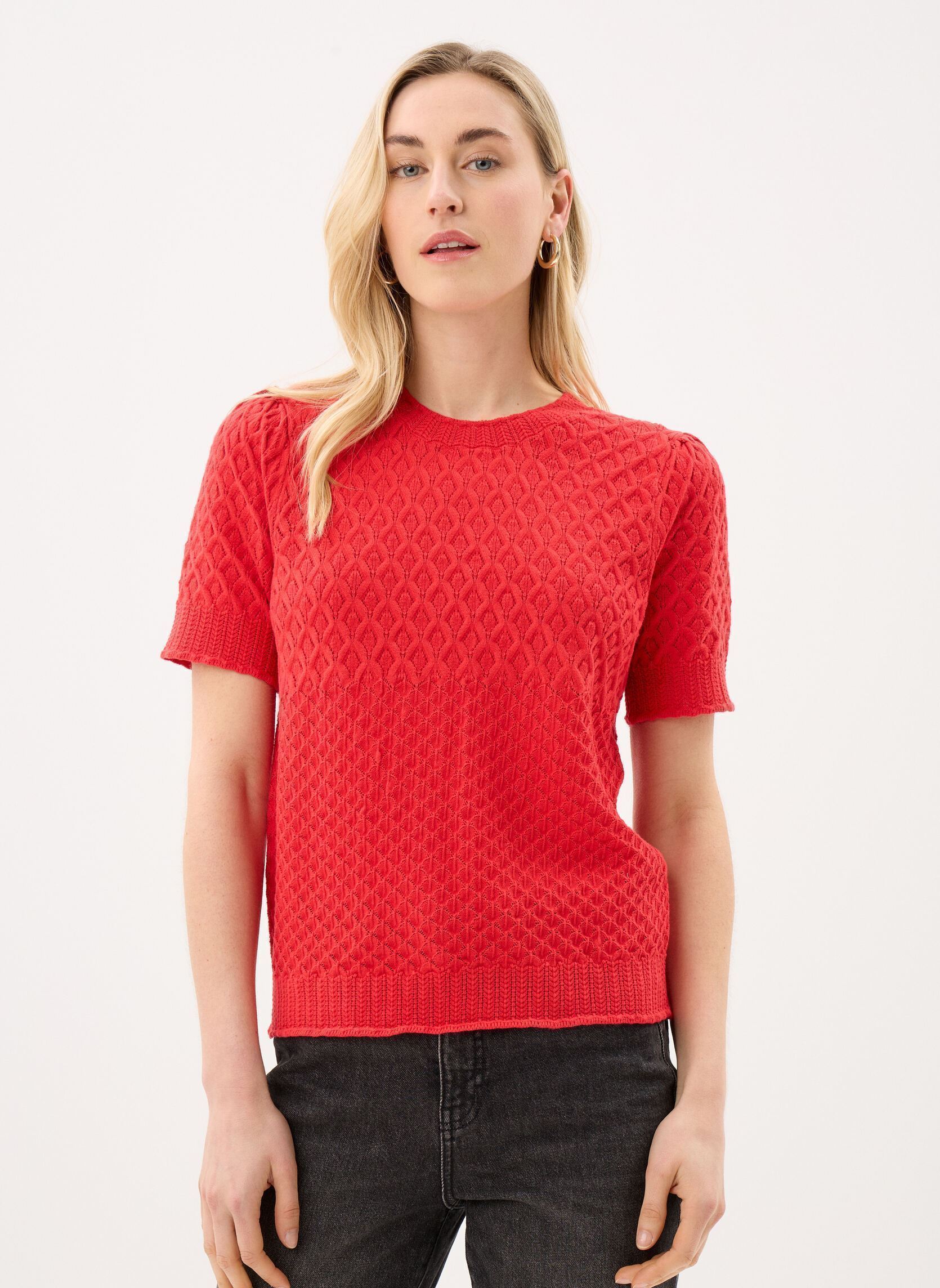 Pulls Objnoa S/S Re Knit Pullover Noos femme rouge OBJECT Pulls Objnoa S/S Re Knit Pullover Noos femme rouge POINSETTIA