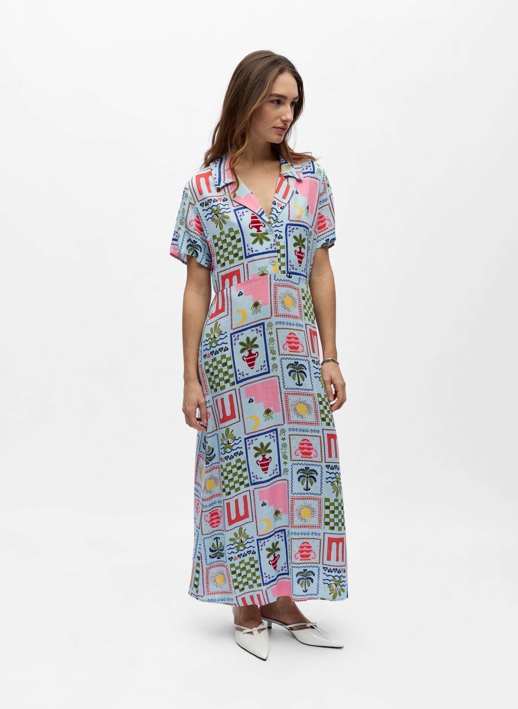 Vestidos Objedie Ss Re Midi Dress 144 mujer azul OBJECT Vestidos Objedie Ss Re Midi Dress 144 mujer azul Winter Sky