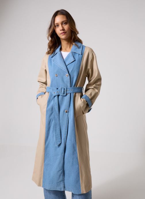Vila Trench-coats Vibera L/S Contrast Denim Trenchcoat femme bleu