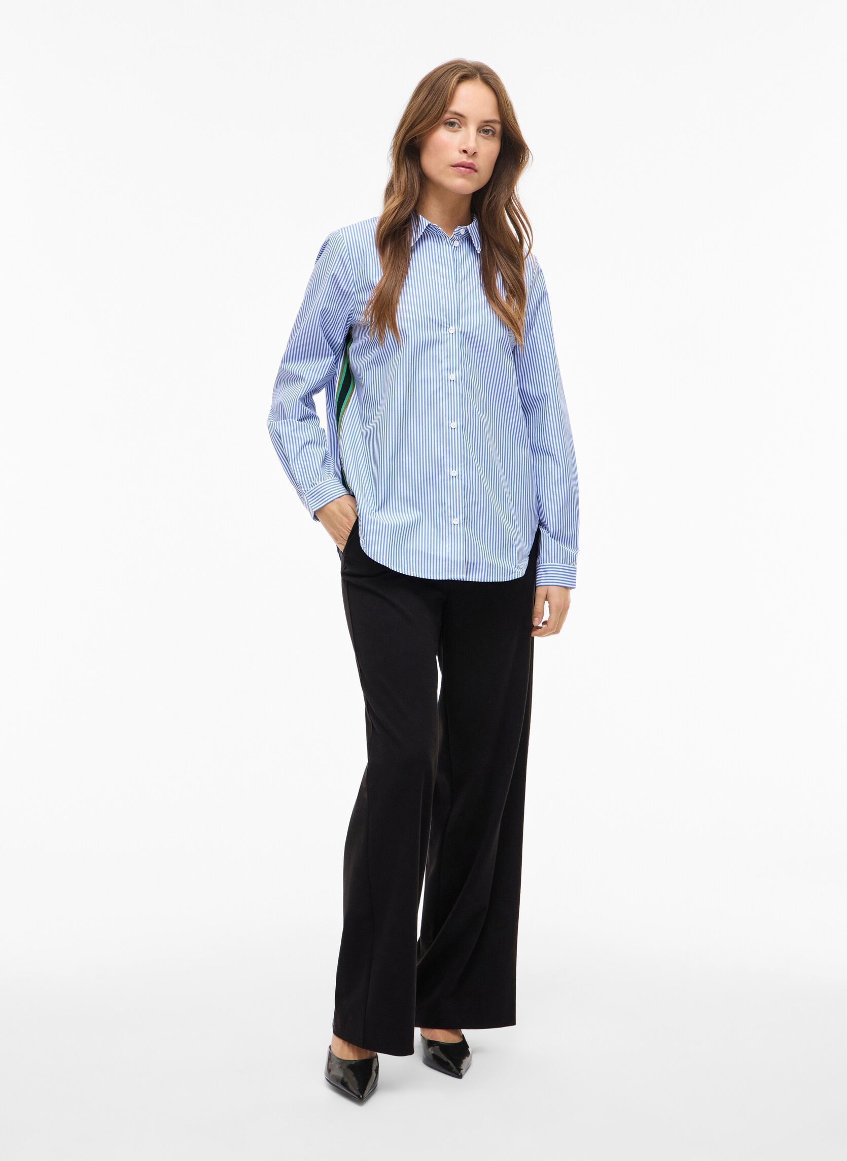 Lange mouw overhemden Vidoja Ls Striped Tape Shirt dames blauw Vila Lange mouw overhemden Vidoja Ls Striped Tape Shirt dames blauw NAVY BLAZER