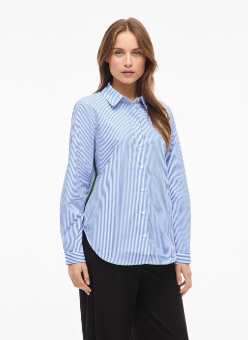 Vila Chemises manches longues Vidoja Ls Striped Tape Shirt femme bleu