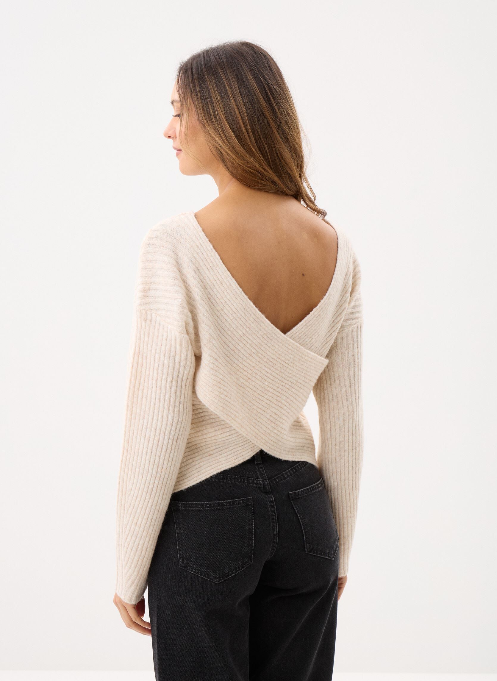 Truien Vikaylena Rev L/S Knit Top dames beige Vila Truien Vikaylena Rev L/S Knit Top dames beige Birch