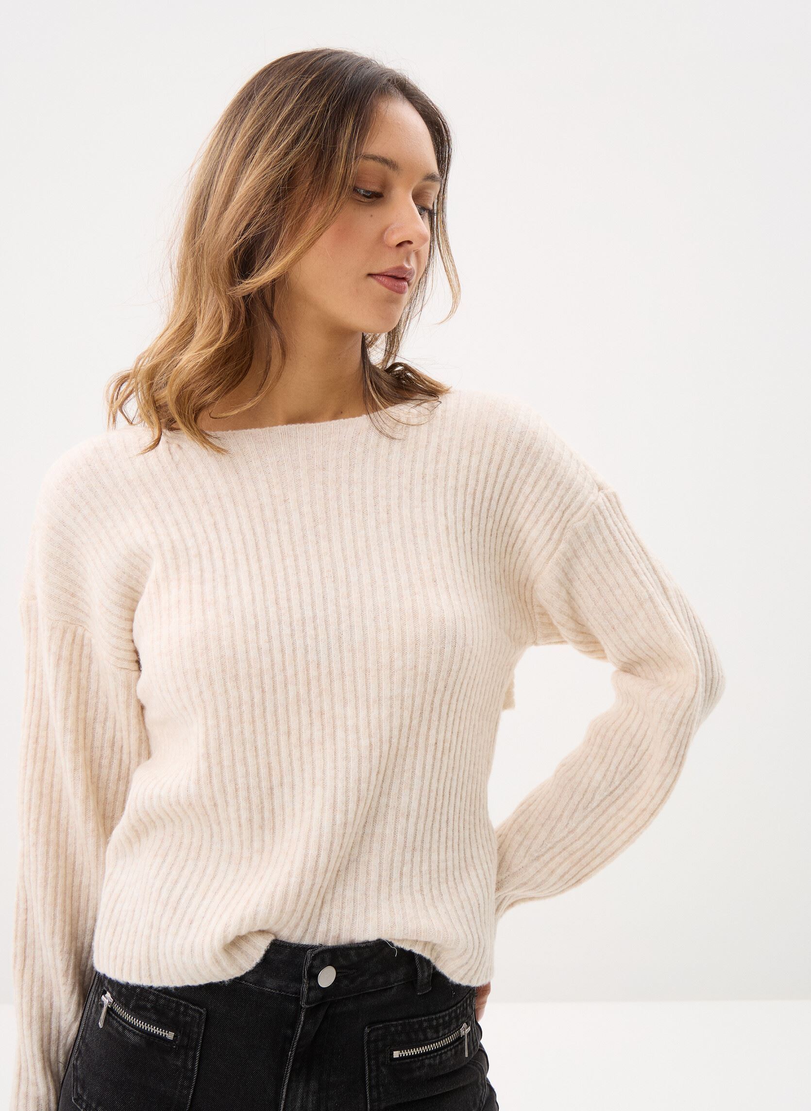 Truien Vikaylena Rev L/S Knit Top dames beige Vila Truien Vikaylena Rev L/S Knit Top dames beige Birch