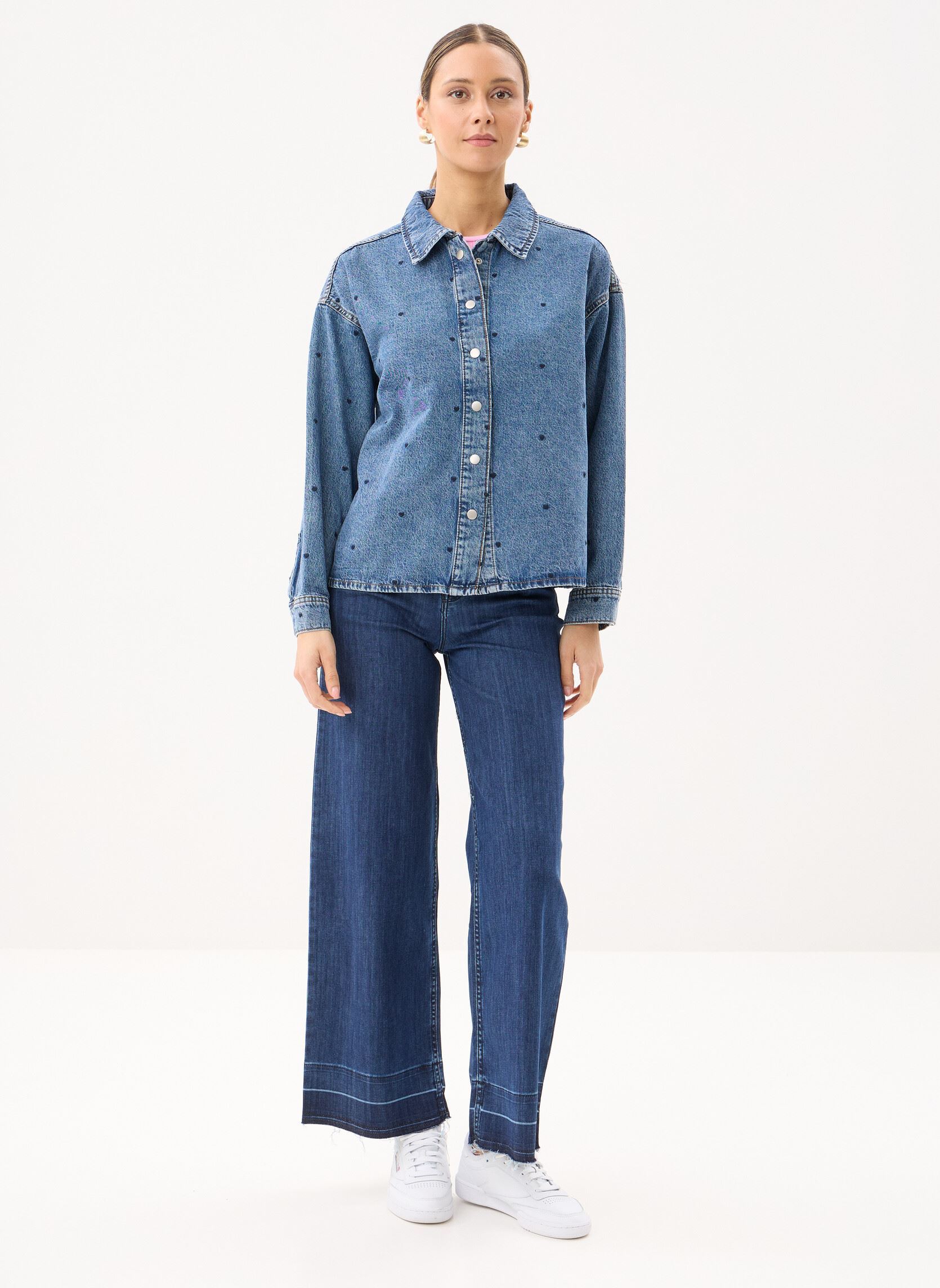 Lange mouw overhemden Vicreek L/S Denim Heart Emb Shirt/R dames blauw Vila Lange mouw overhemden Vicreek L/S Denim Heart Emb Shirt/R dames blauw Medium Blue Denim