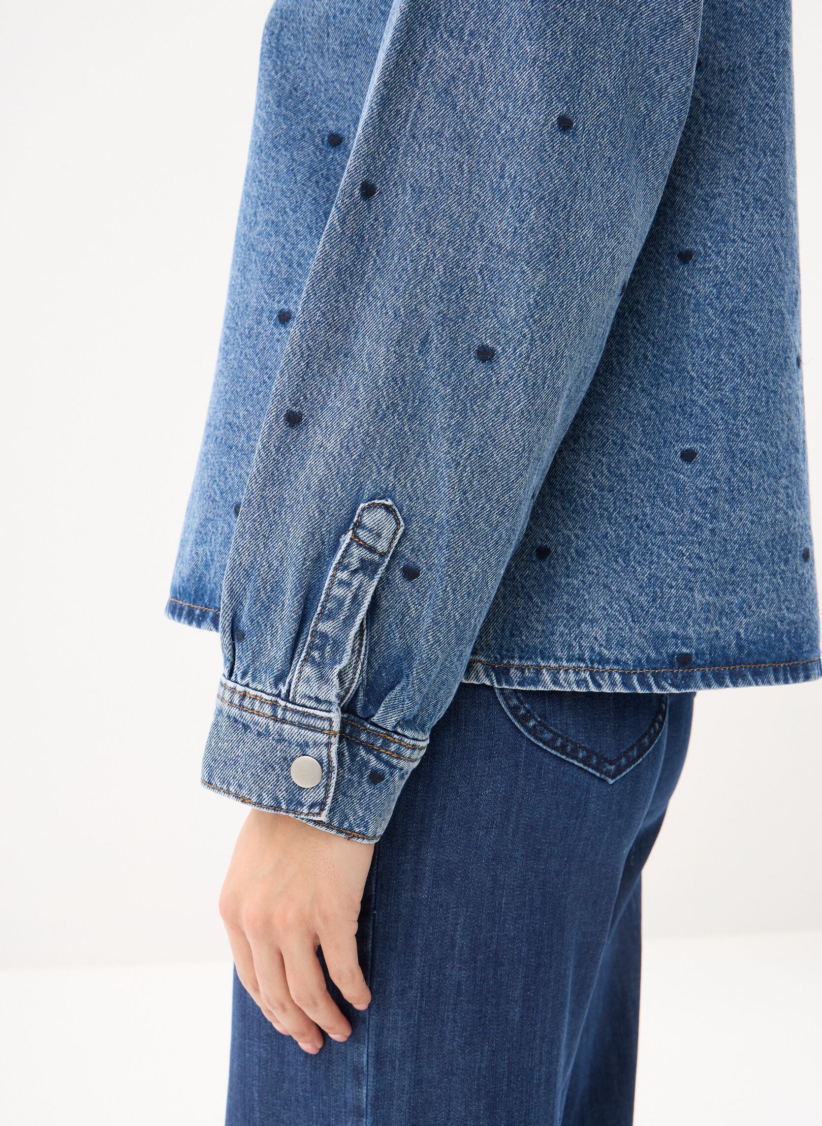 Lange mouw overhemden Vicreek L/S Denim Heart Emb Shirt/R dames blauw Vila Lange mouw overhemden Vicreek L/S Denim Heart Emb Shirt/R dames blauw Medium Blue Denim