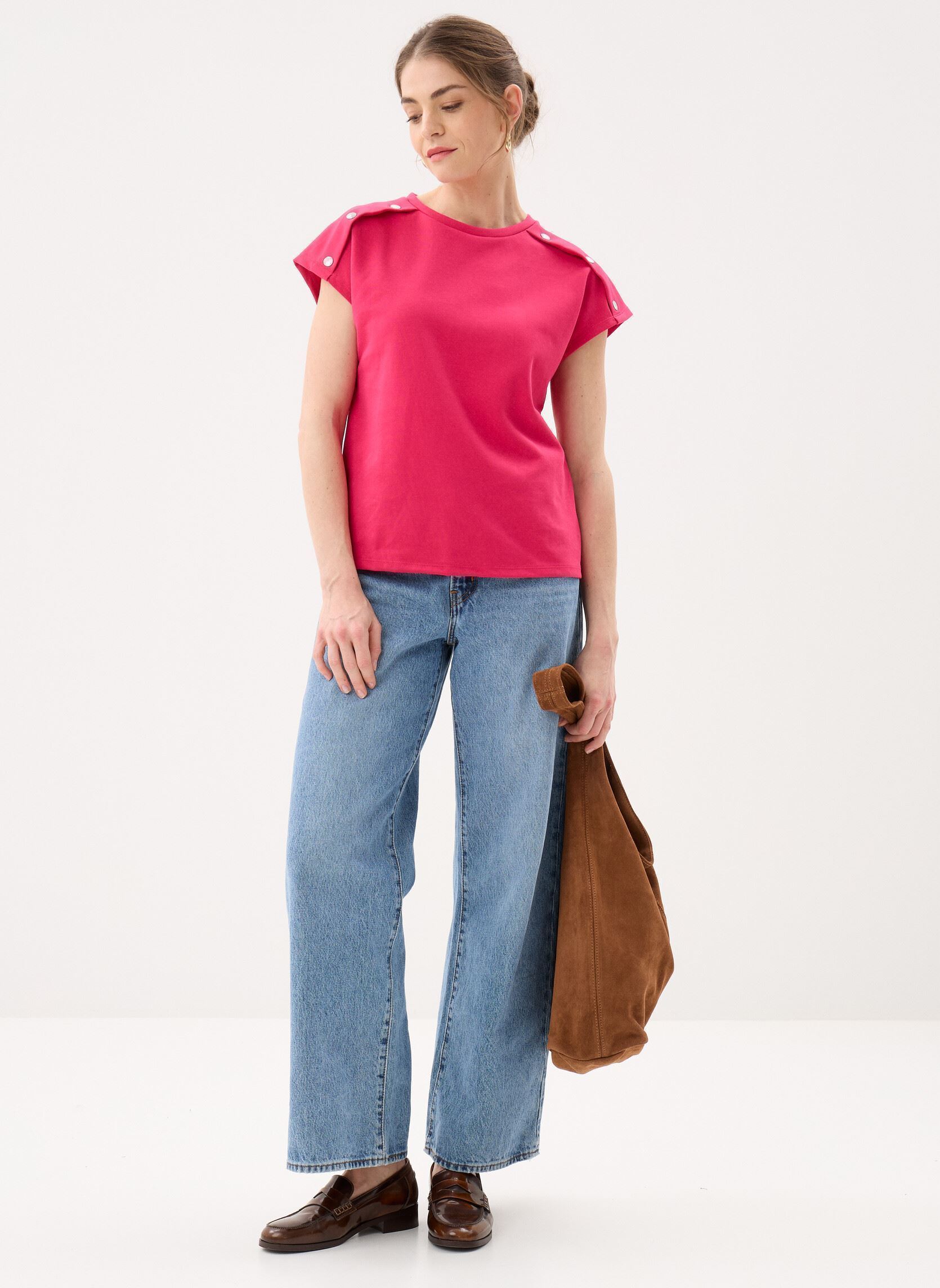 Kurzarm-T-Shirts Vinorata O-Neck C/S Button Detail Top damen rosa Vila Kurzarm-T-Shirts Vinorata O-Neck C/S Button Detail Top damen rosa Jazzy