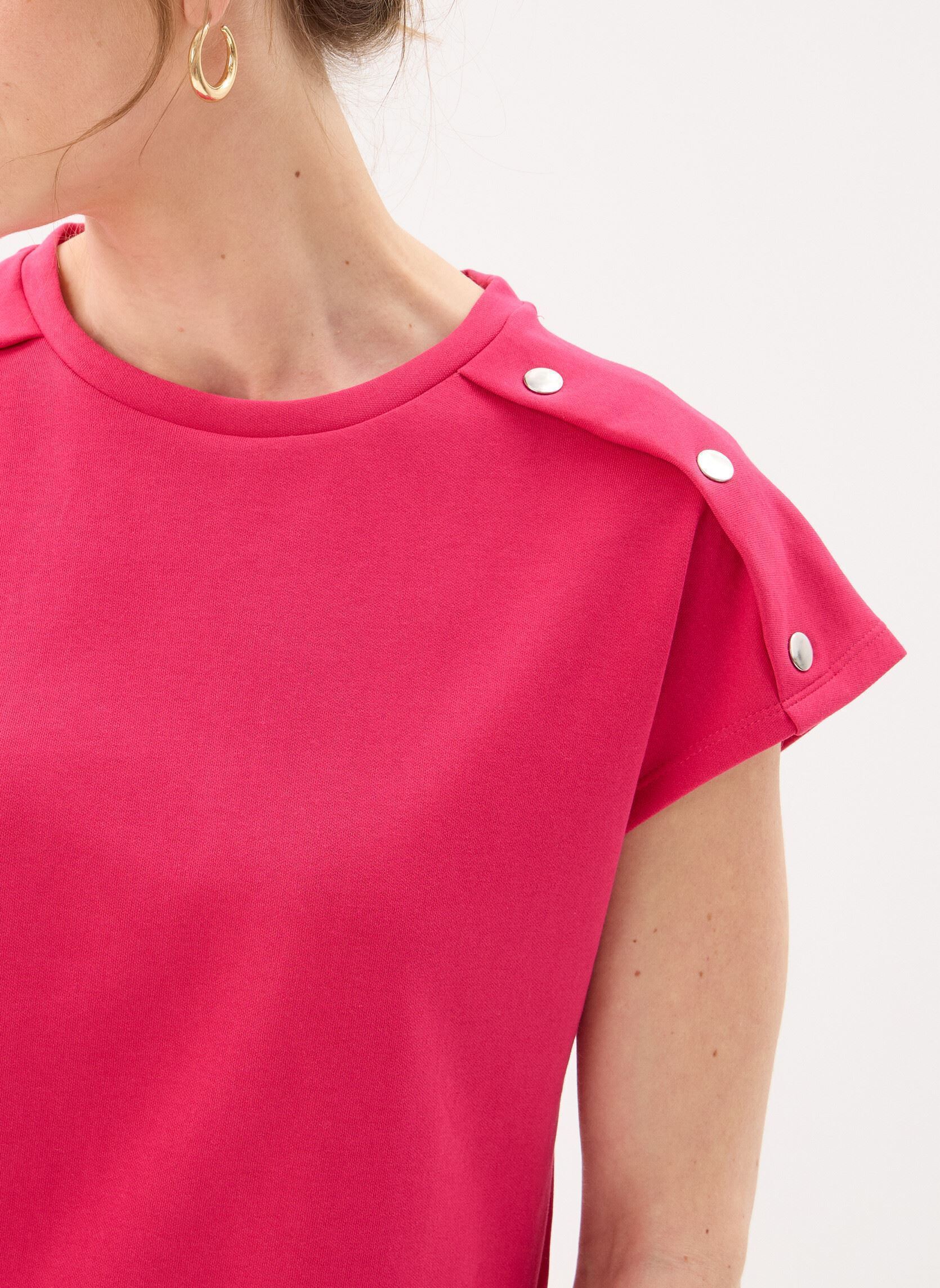 Kurzarm-T-Shirts Vinorata O-Neck C/S Button Detail Top damen rosa Vila Kurzarm-T-Shirts Vinorata O-Neck C/S Button Detail Top damen rosa Jazzy