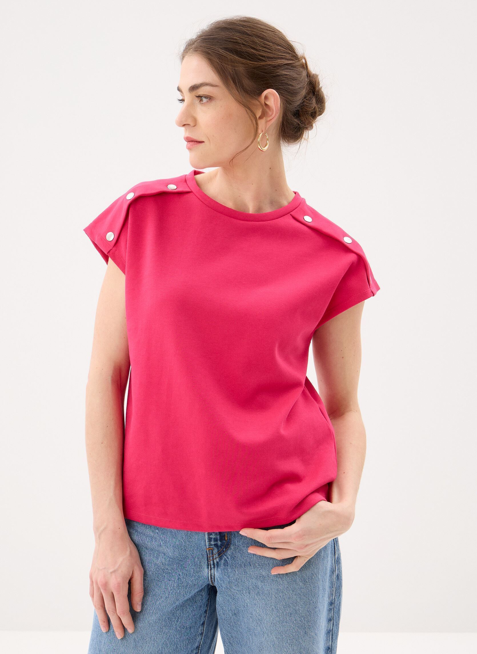 Kurzarm-T-Shirts Vinorata O-Neck C/S Button Detail Top damen rosa Vila Kurzarm-T-Shirts Vinorata O-Neck C/S Button Detail Top damen rosa Jazzy