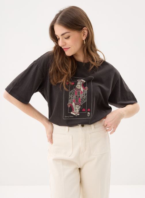 Vila Tee-shirts manches courtes Virubie O-Neck S/S Card Print T-Shirt femme noir
