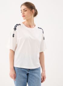 Tee-shirts manches courtes Virubie S/S Embroidery T-Shirt/R femme blanc Vila Tee-shirts manches courtes Virubie S/S Embroidery T-Shirt/R femme blanc Snow white