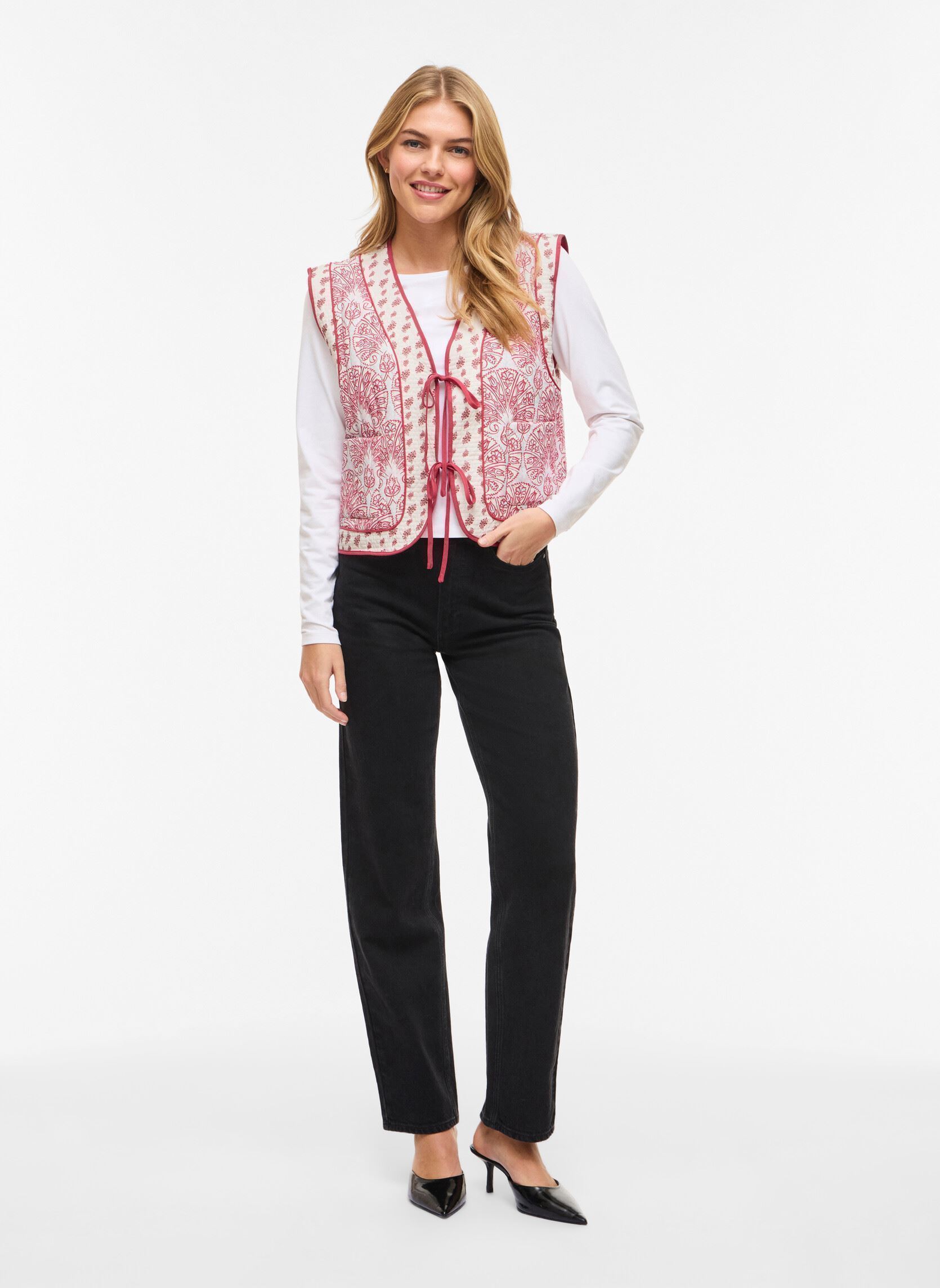Vesten Videlphine S/L Bow Vest dames beige Vila Vesten Videlphine S/L Bow Vest dames beige Birch