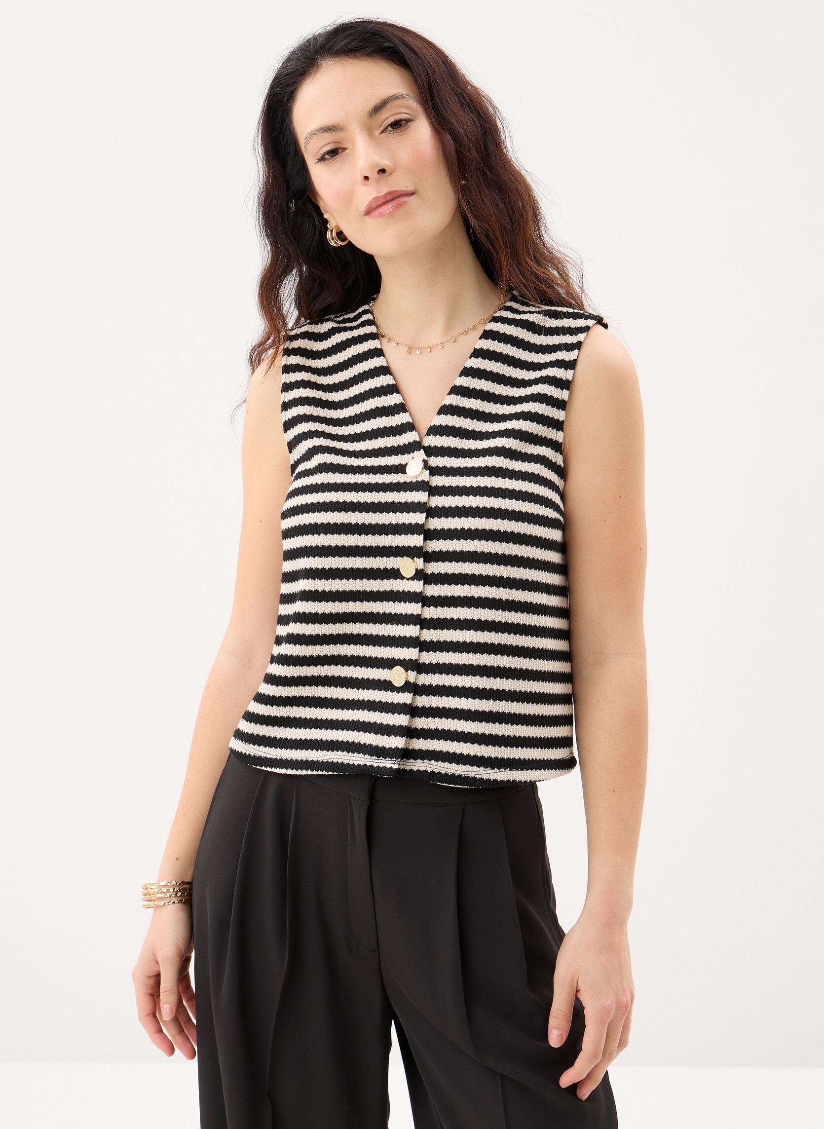 Strickjacken und Westen Vihimlas O-Neck S/L Striped Vest damen beige Vila Strickjacken und Westen Vihimlas O-Neck S/L Striped Vest damen beige BIRCH