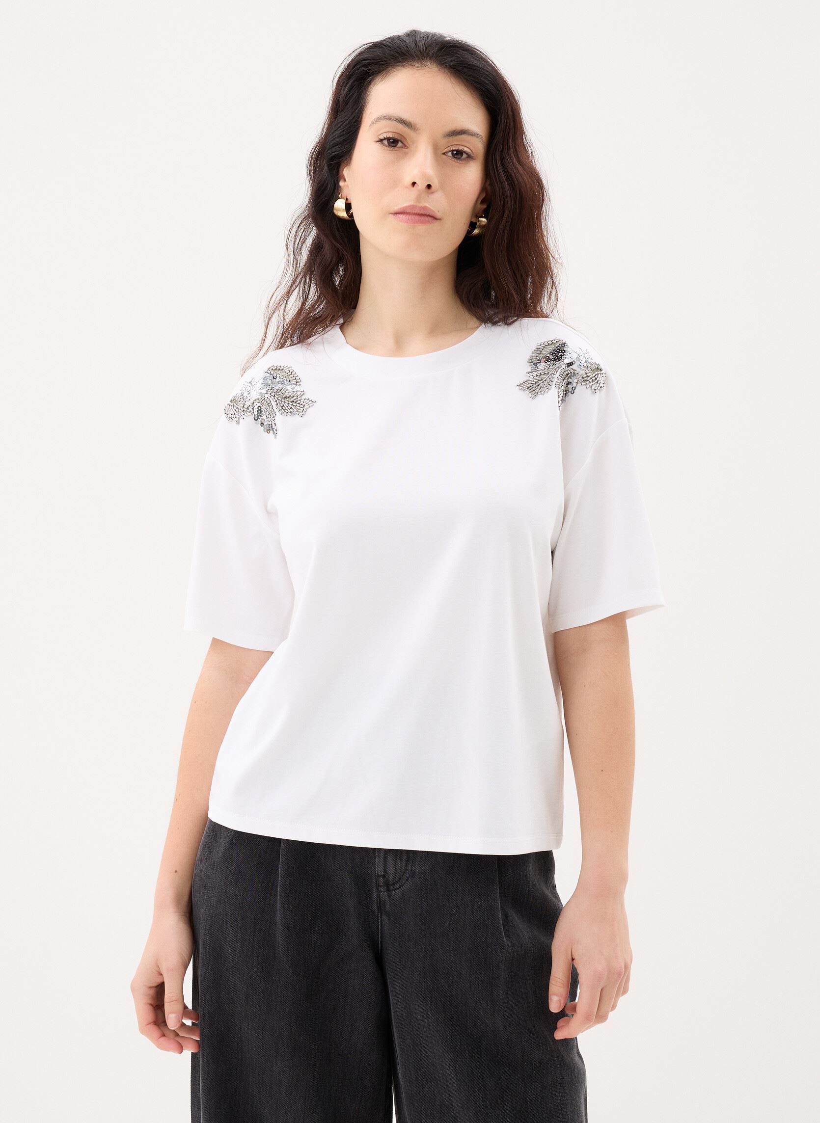 Camisetas de manga corta Viselsa O-Neck S/S Pearl T-Shirt mujer blanco Vila Camisetas de manga corta Viselsa O-Neck S/S Pearl T-Shirt mujer blanco Snow white