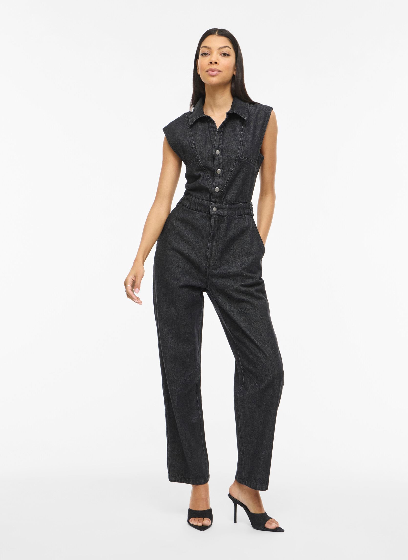 Combinaisons pantalon Vivinio S/L Denim Jumpsuit femme noir Vila Combinaisons pantalon Vivinio S/L Denim Jumpsuit femme noir Black Denim