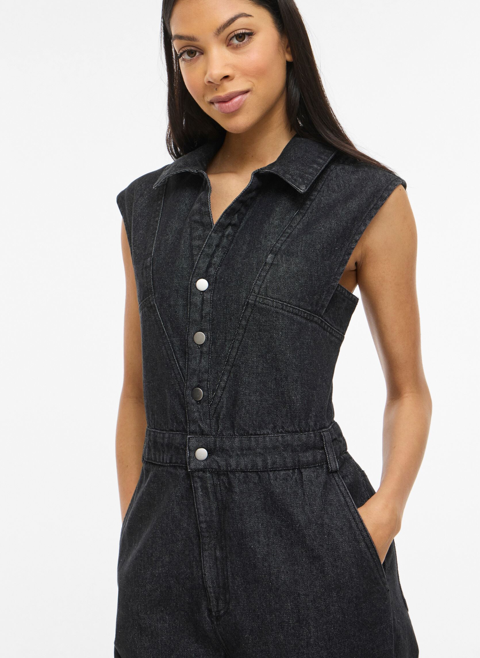 Combinaisons pantalon Vivinio S/L Denim Jumpsuit femme noir Vila Combinaisons pantalon Vivinio S/L Denim Jumpsuit femme noir Black Denim