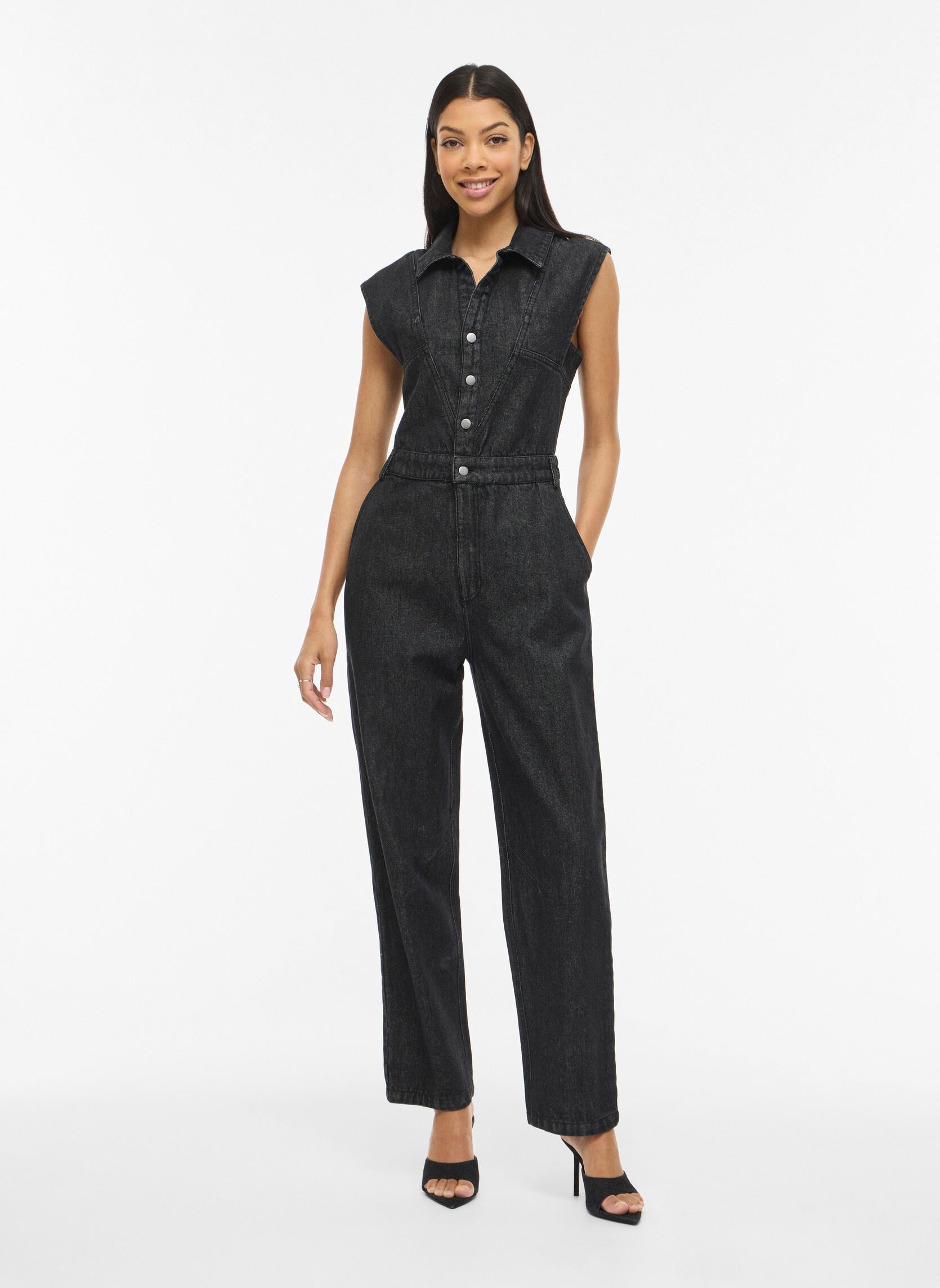 Combinaisons pantalon Vivinio S/L Denim Jumpsuit femme noir Vila Combinaisons pantalon Vivinio S/L Denim Jumpsuit femme noir Black Denim