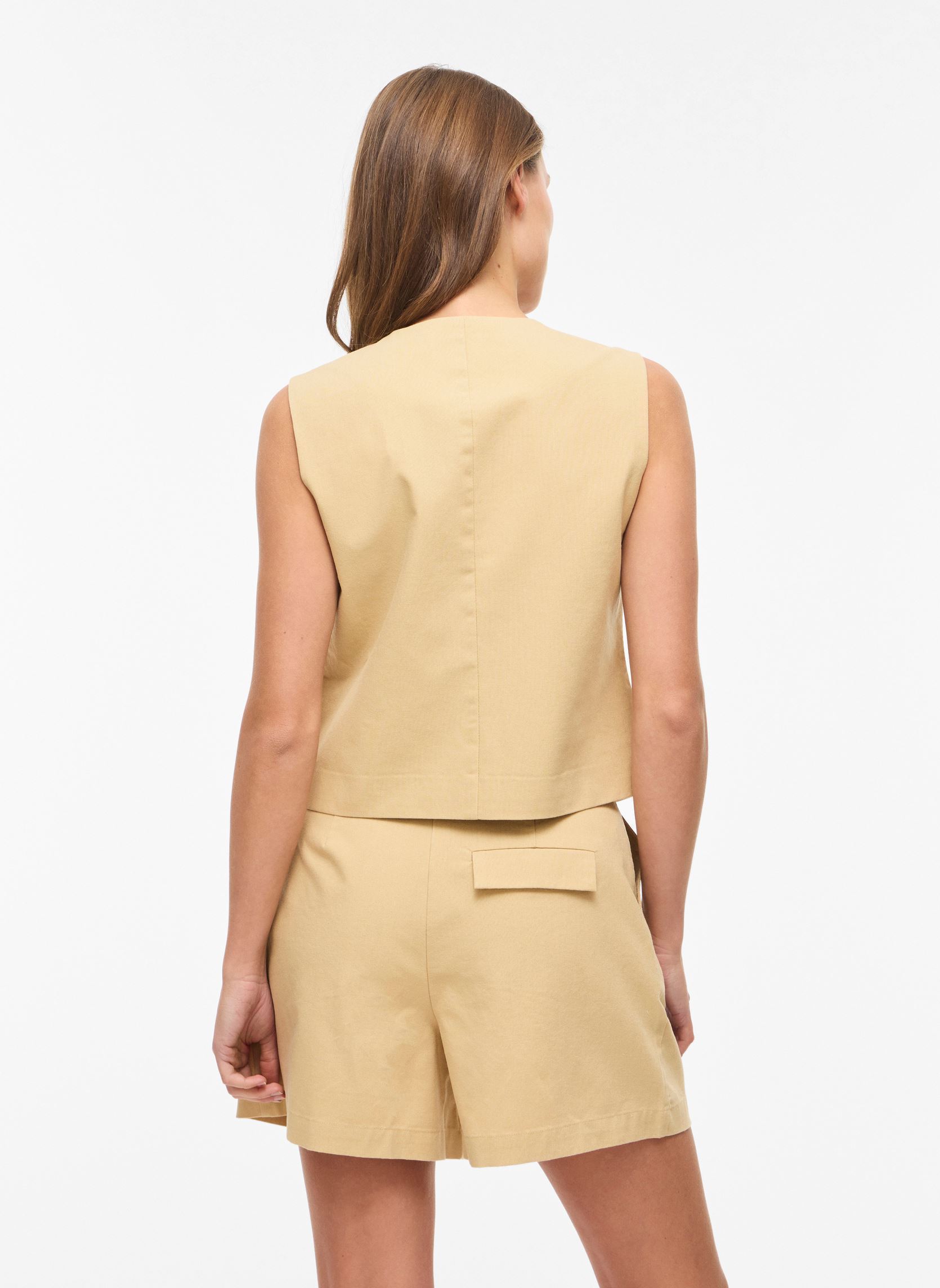 Strickjacken und Westen Vialara S/L Vest damen beige Vila Strickjacken und Westen Vialara S/L Vest damen beige Travertine
