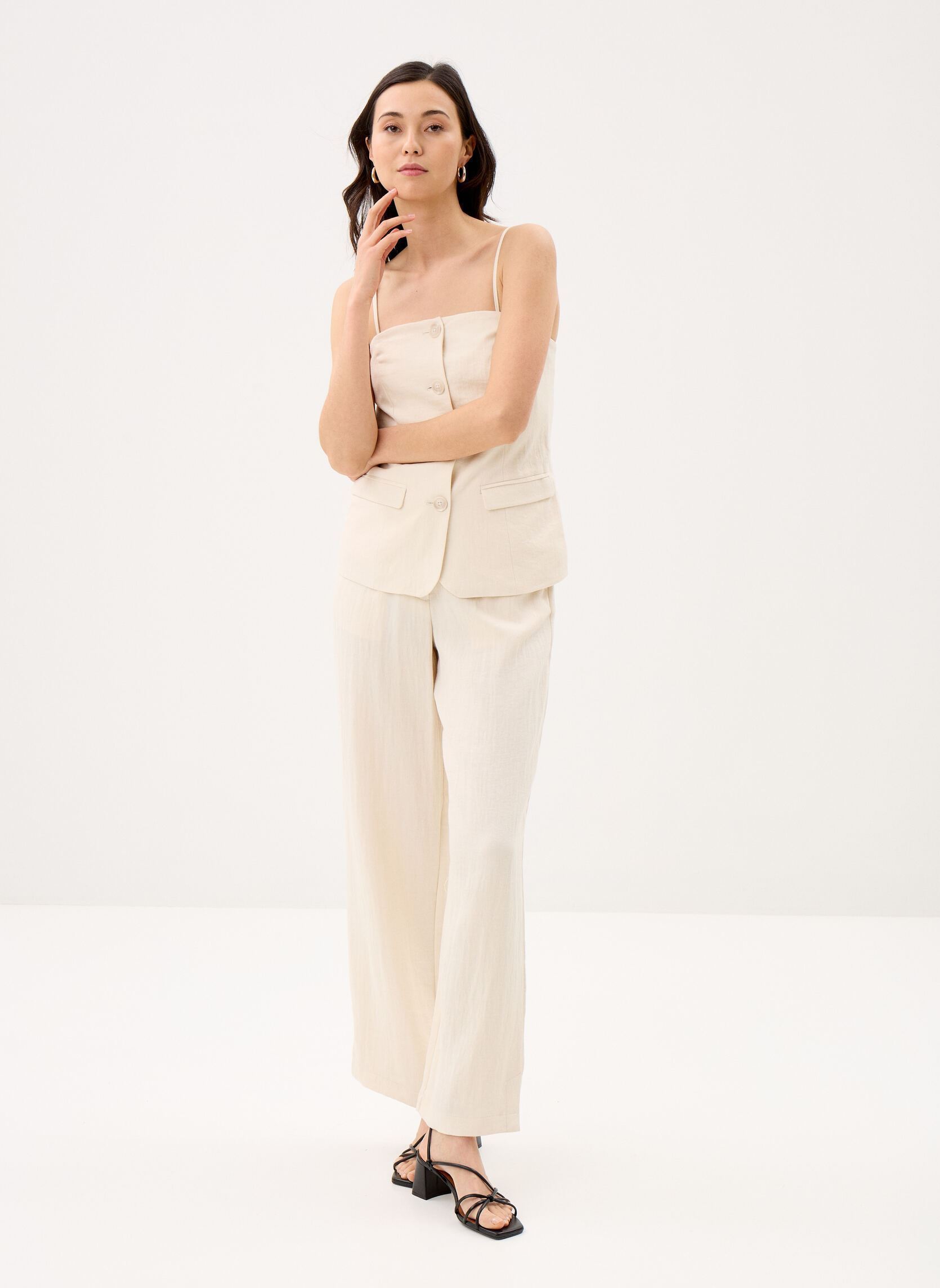 Gilets Viflea S/L Tailored Button Vest femme beige Vila Gilets Viflea S/L Tailored Button Vest femme beige Birch