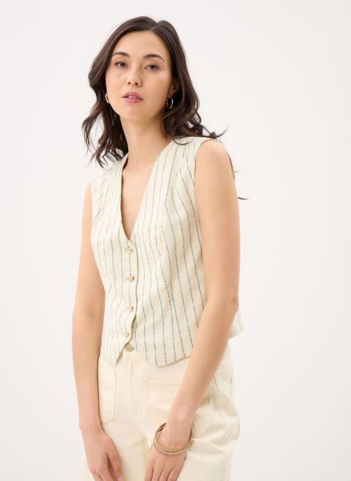 Vila Vesten Viliaya S/L Waistcoat/Rf dames beige