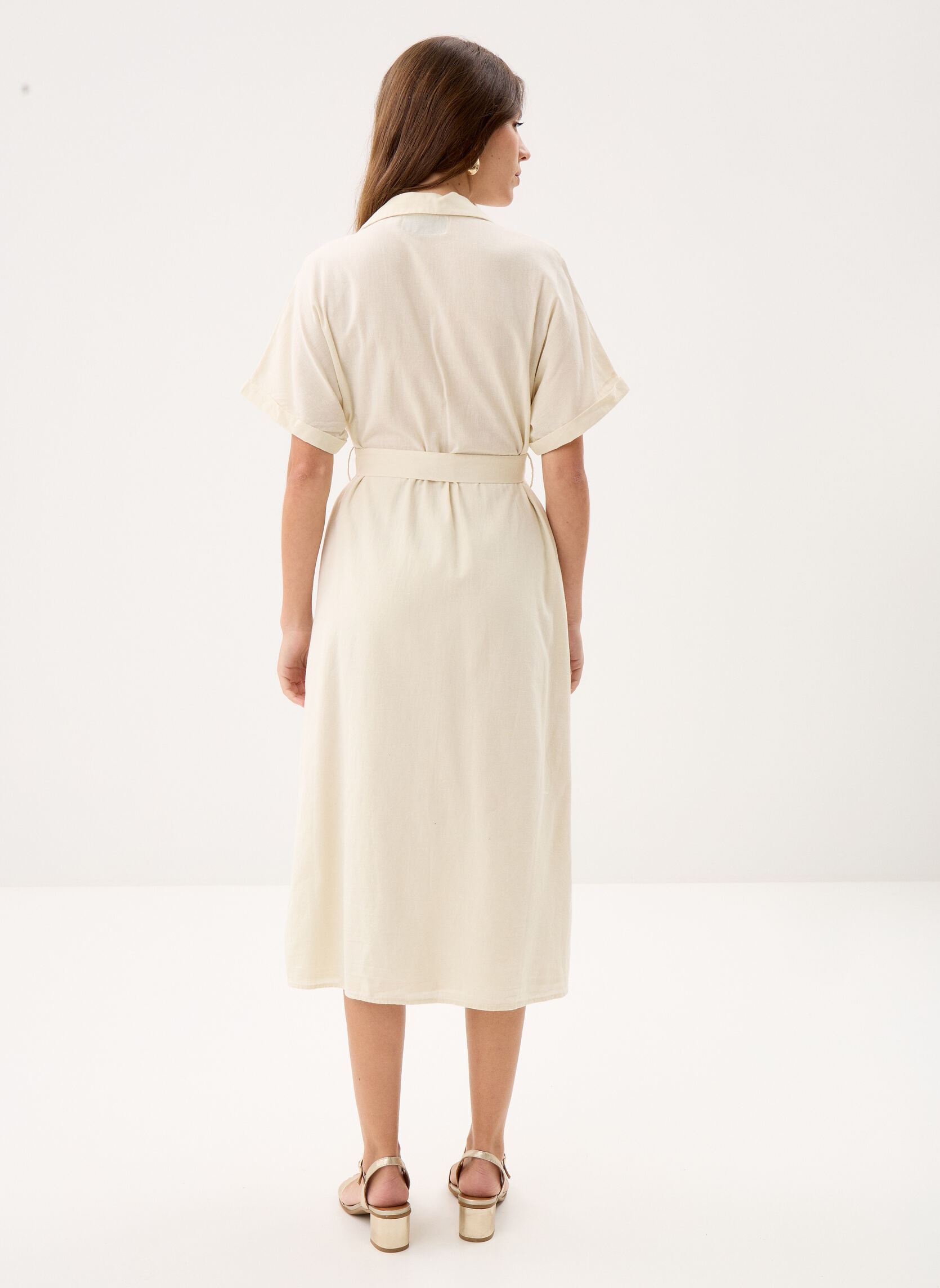 Jurken Vilinnen Ss Midi Shirt Dress/Rs dames beige Vila Jurken Vilinnen Ss Midi Shirt Dress/Rs dames beige Birch