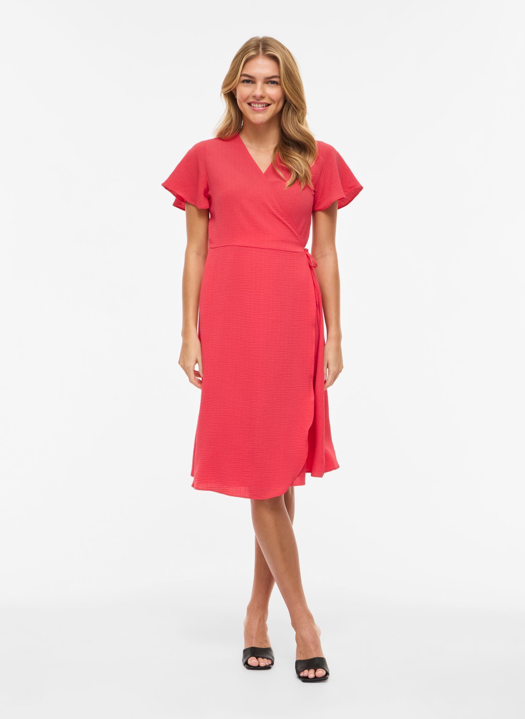 Robes Vilovie S/S Wrap Midi Dress - Noos femme rose Vila Robes Vilovie S/S Wrap Midi Dress - Noos femme rose HIBISCUS