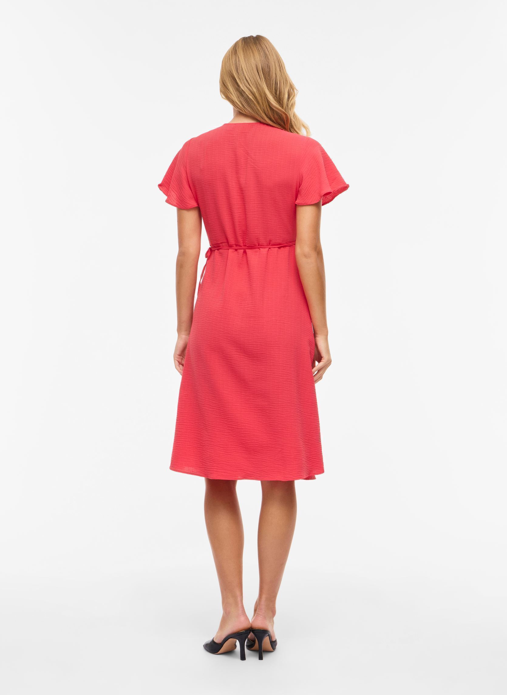 Robes Vilovie S/S Wrap Midi Dress - Noos femme rose Vila Robes Vilovie S/S Wrap Midi Dress - Noos femme rose HIBISCUS
