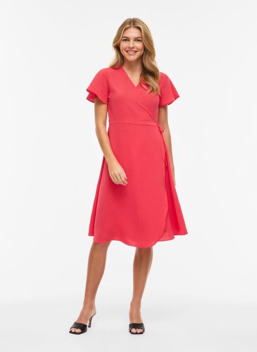 Vila Jurken Vilovie S/S Wrap Midi Dress - Noos dames roze