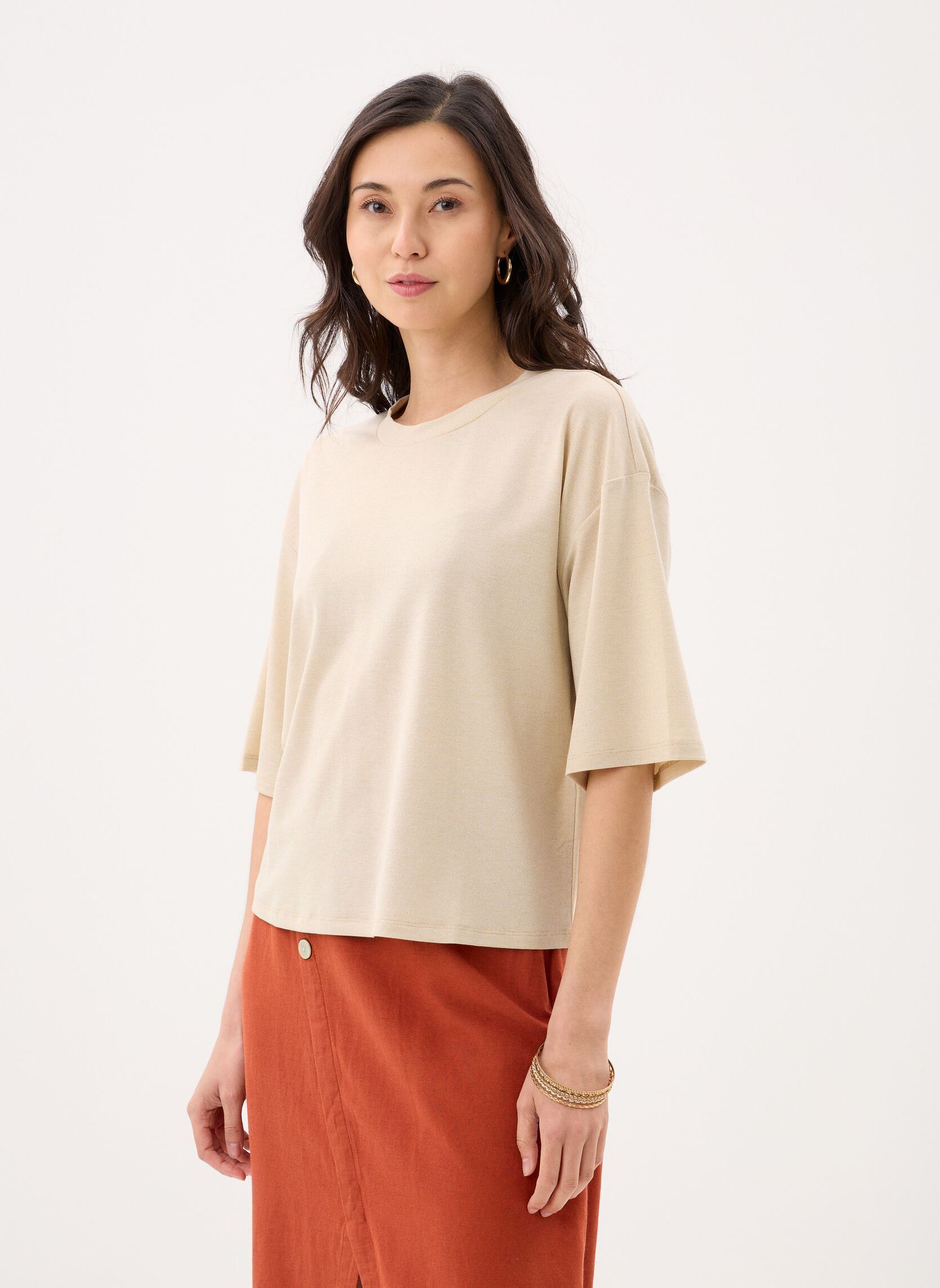 Kurzarm-T-Shirts Viluxi O-Neck Oversized Tee/Vol damen beige Vila Kurzarm-T-Shirts Viluxi O-Neck Oversized Tee/Vol damen beige Birch