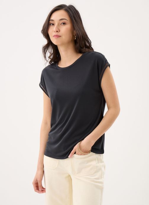 Vila Tee-shirts manches courtes Vimodala C/S O-Neck Detail Top - Noos femme noir