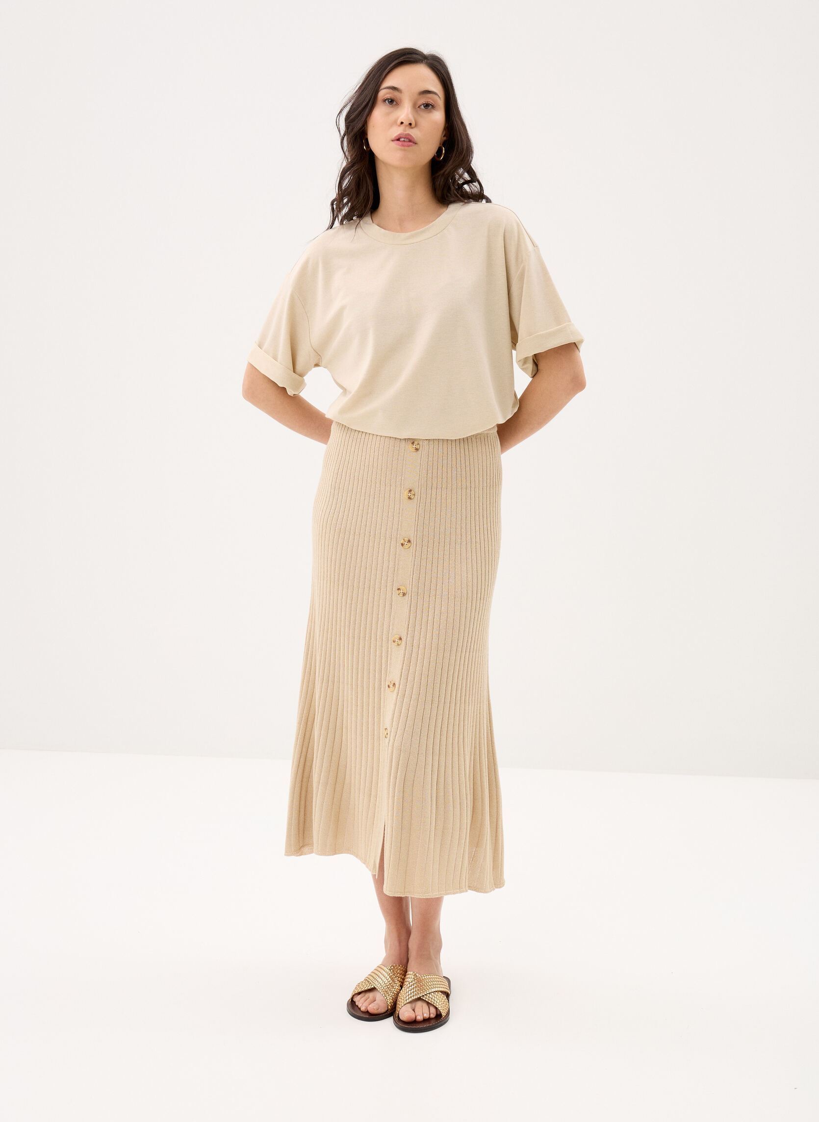 Midi-Röcke Vishem Midi Button Knit Skirt/Rs damen braun Vila Midi-Röcke Vishem Midi Button Knit Skirt/Rs damen braun FROSTED ALMOND