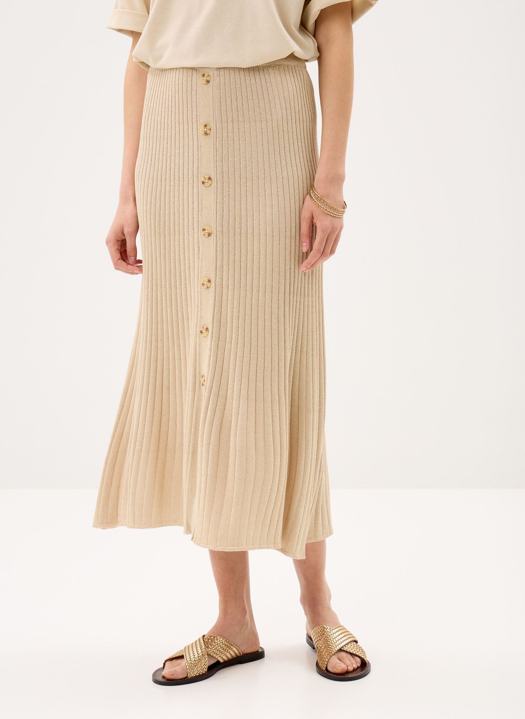 Midi-Röcke Vishem Midi Button Knit Skirt/Rs damen braun Vila Midi-Röcke Vishem Midi Button Knit Skirt/Rs damen braun FROSTED ALMOND
